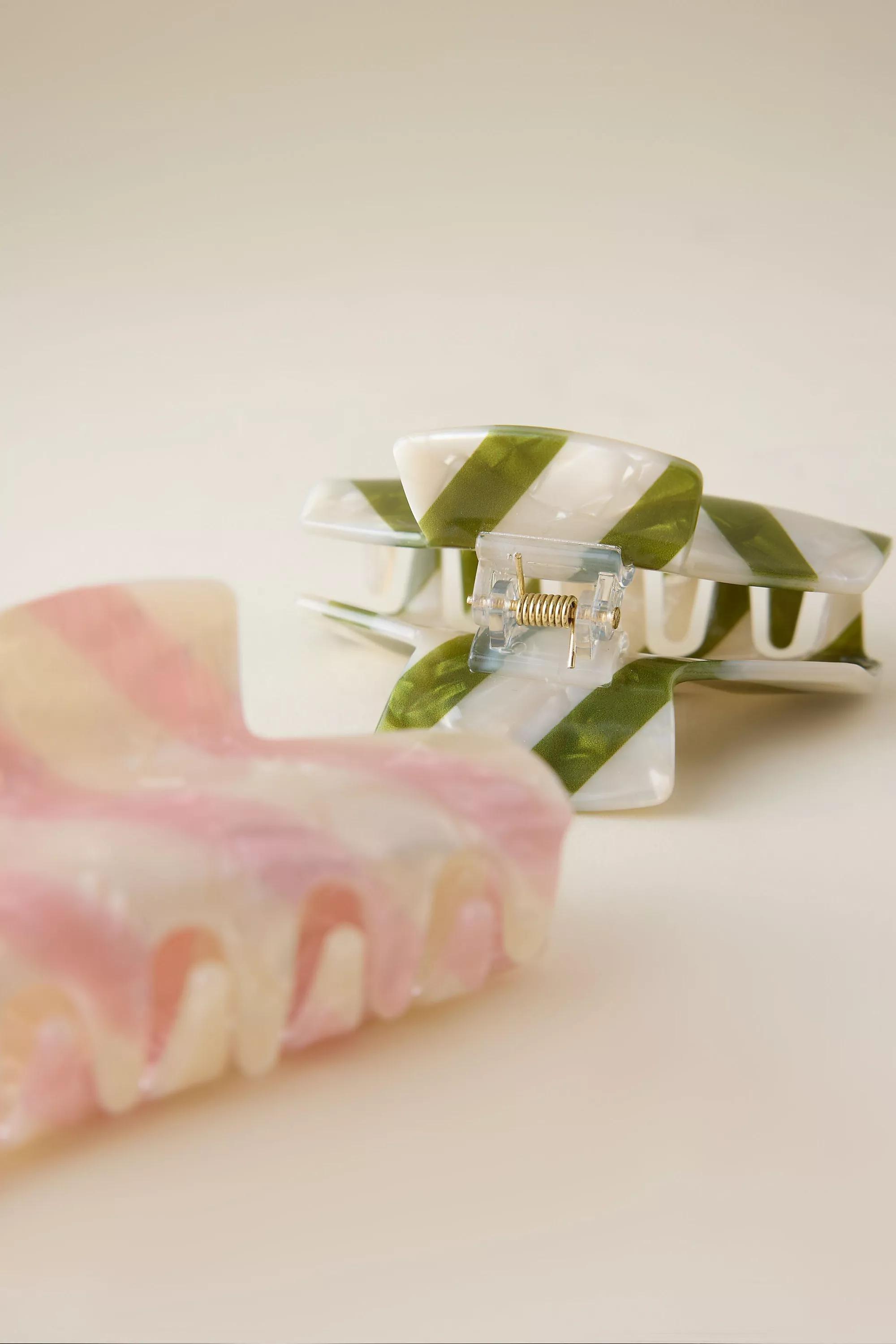 Stripe Resin Hair Claw Clips Set Of 2 Multicolour, A501_0000, large image number 4