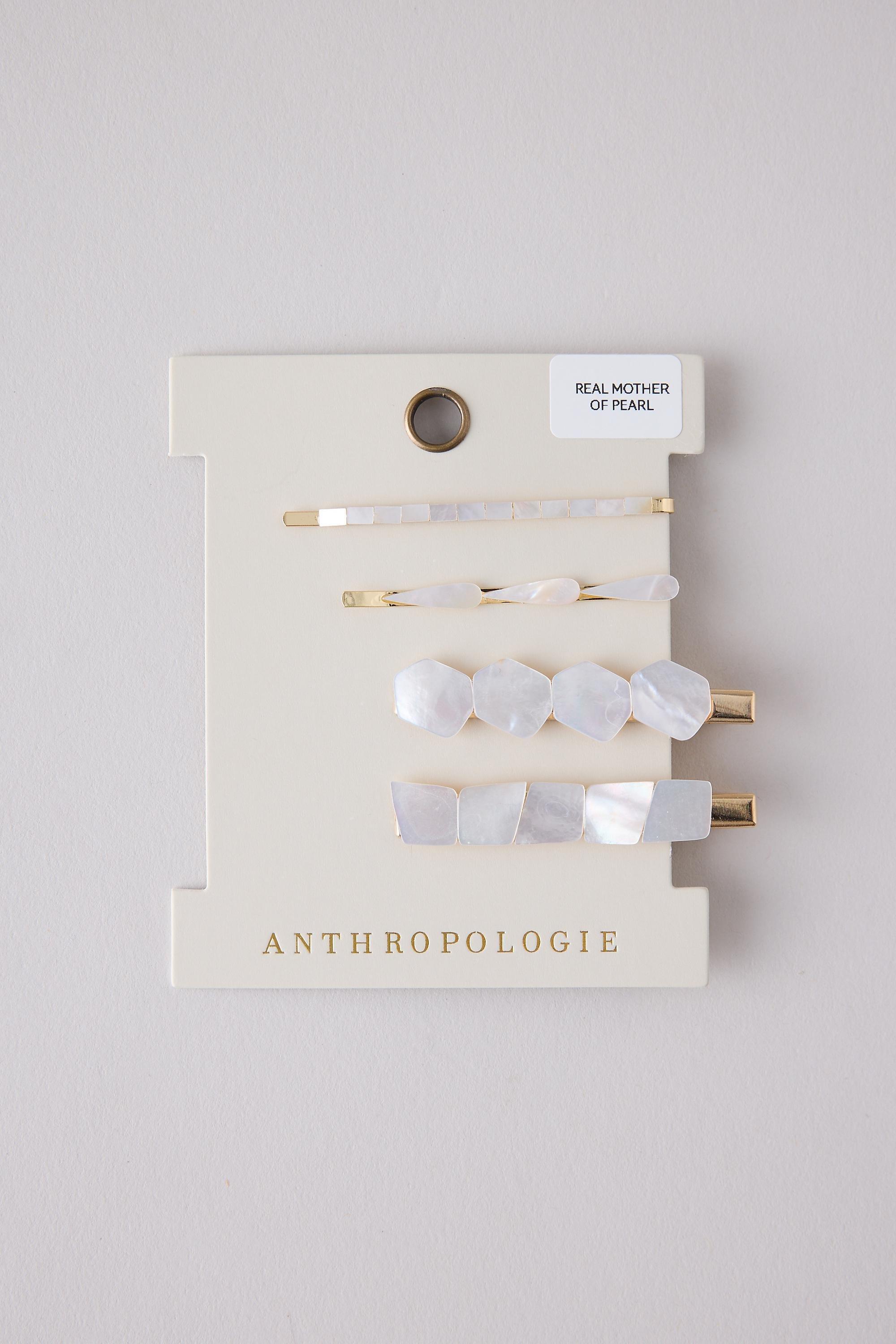 Mother Of Pearl Hair Clips Set Of 4 White, A501_0017, large image number 2