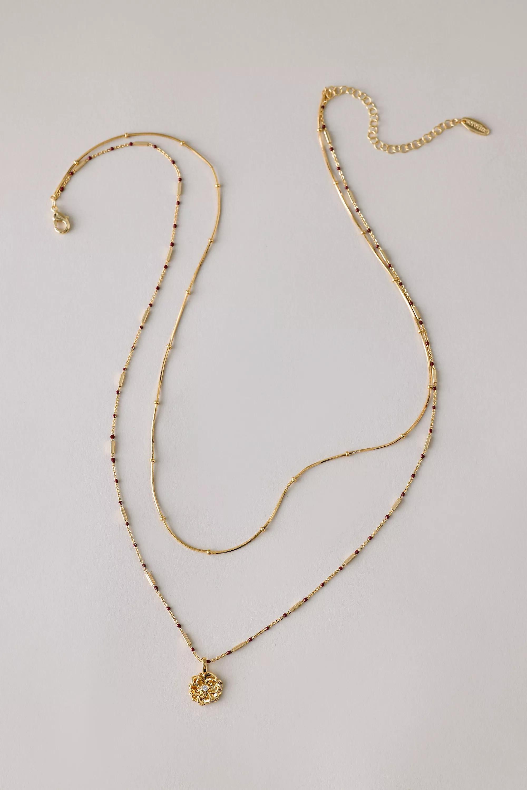 January Gold-Plated Birth Flower Layered Necklace, A501_0821, large image number 0