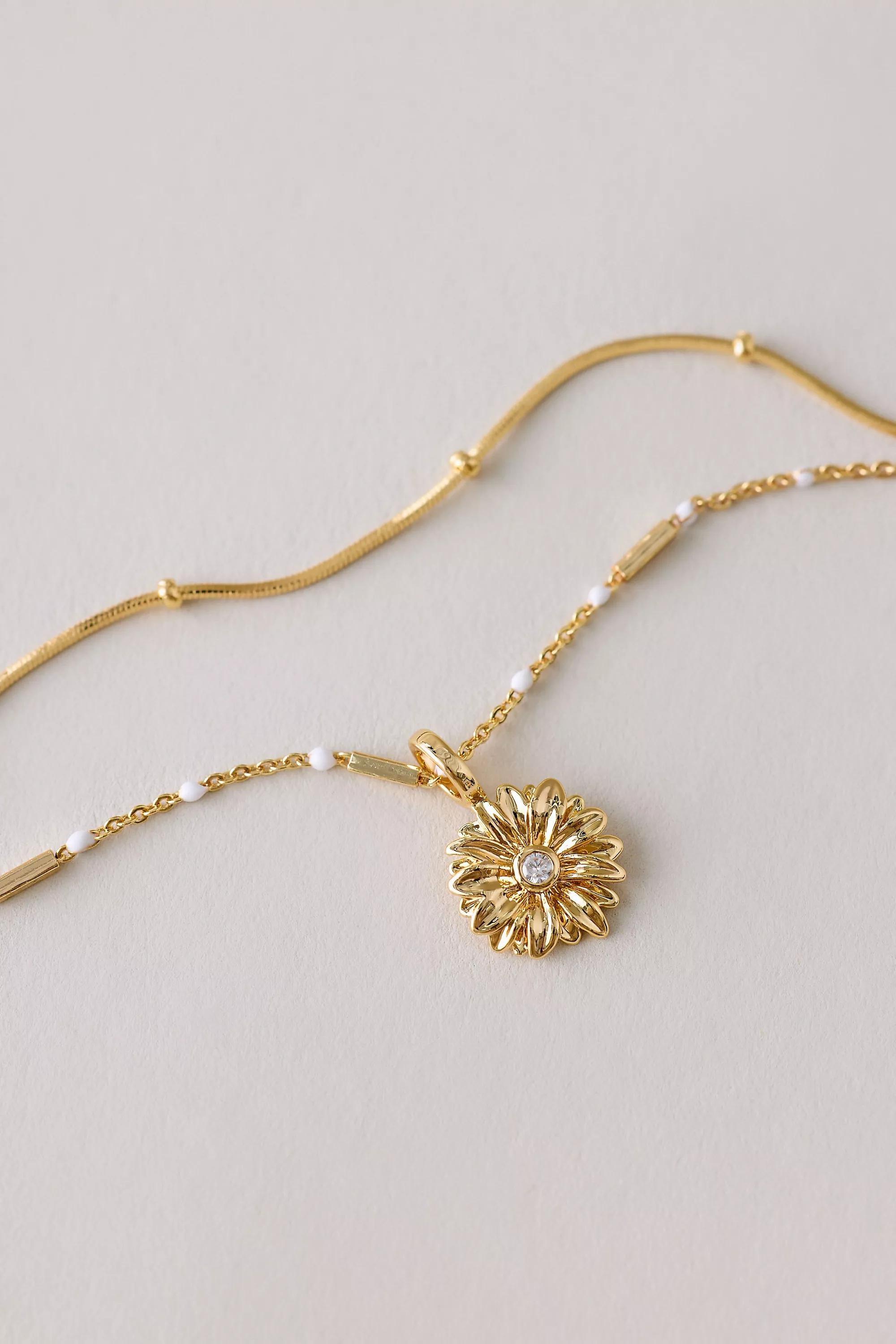 April Gold-Plated Birth Flower Layered Necklace Gold, A501_0824, large image number 0