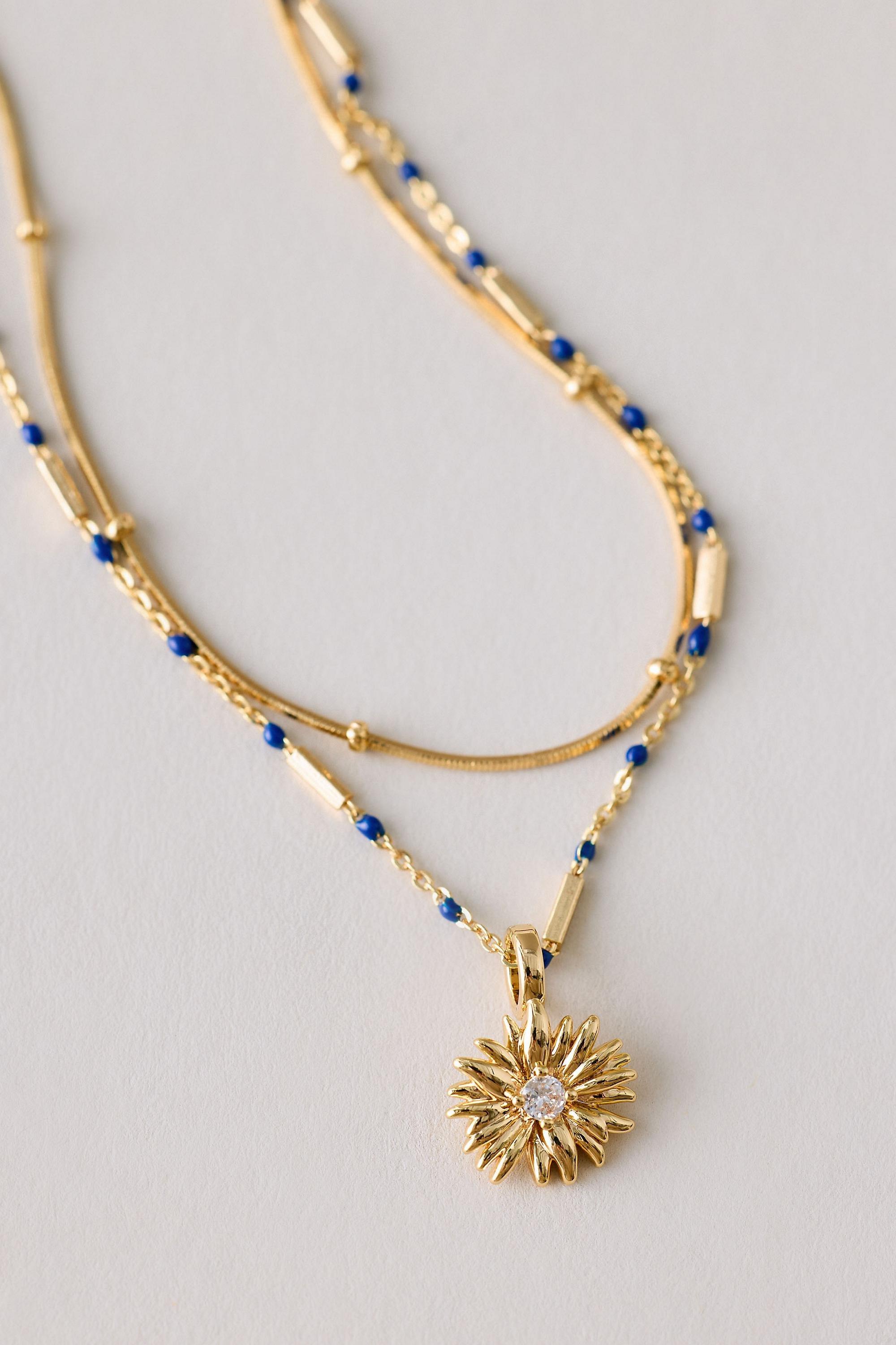 September Gold-Plated Birth Flower Layered Necklace, A501_0829, large image number 0