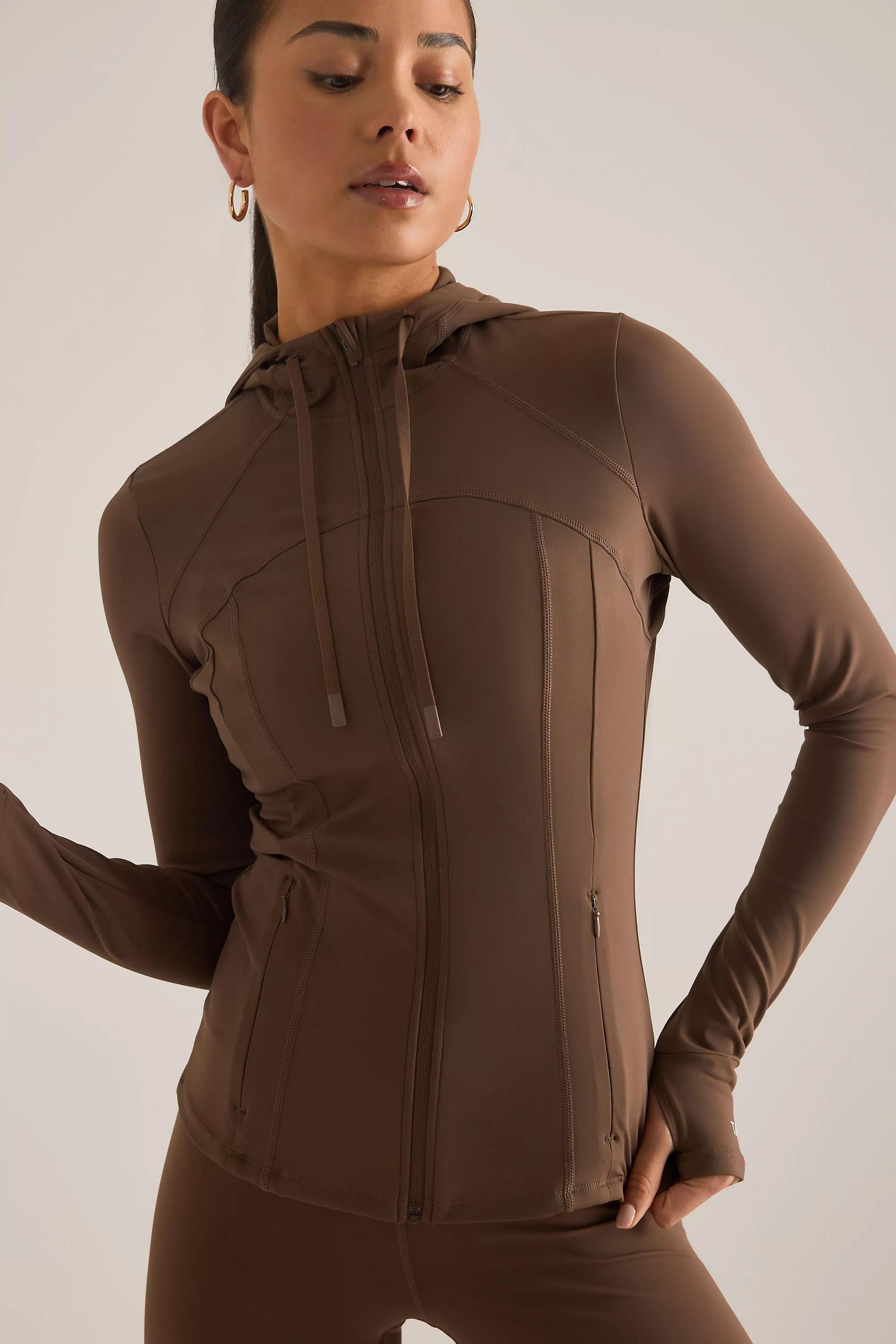 By Tala Skinluxe Hooded Running Jacket, Brown, Brown, large image number 0