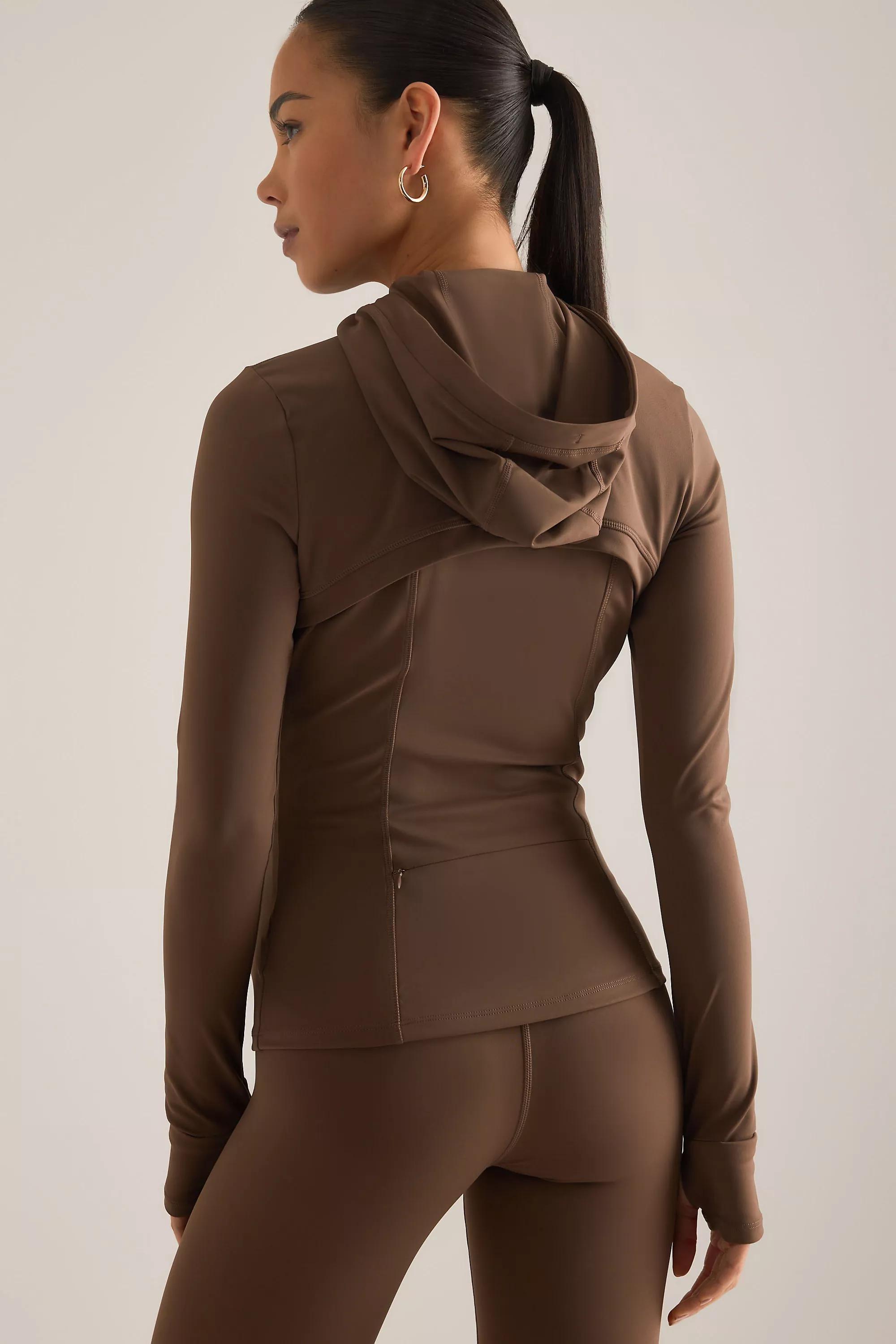 By Tala Skinluxe Hooded Running Jacket, Brown, Brown, large image number 1
