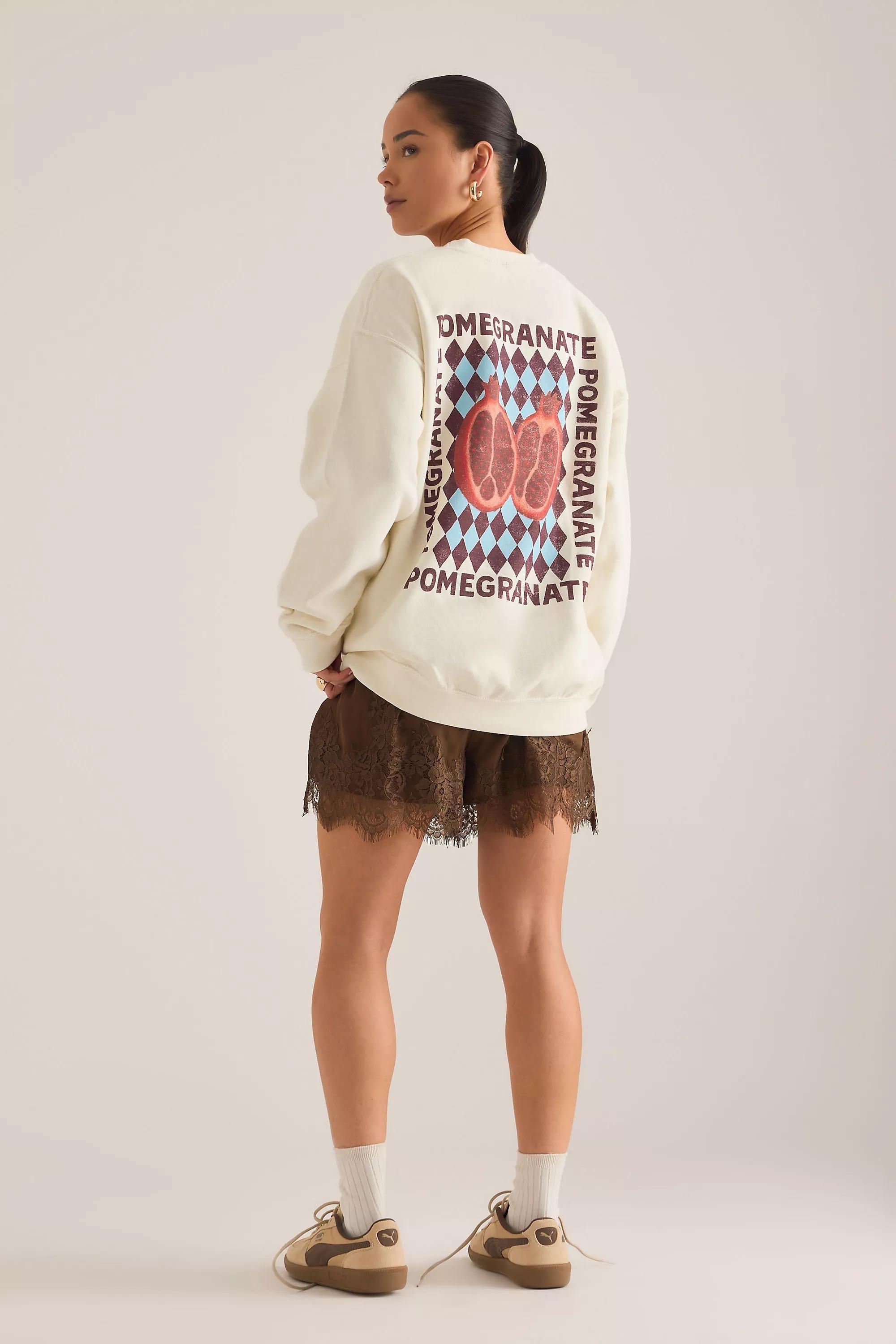 By Anthropologie Pomegranate Graphic Sweatshirt, White, Cream, large image number 1