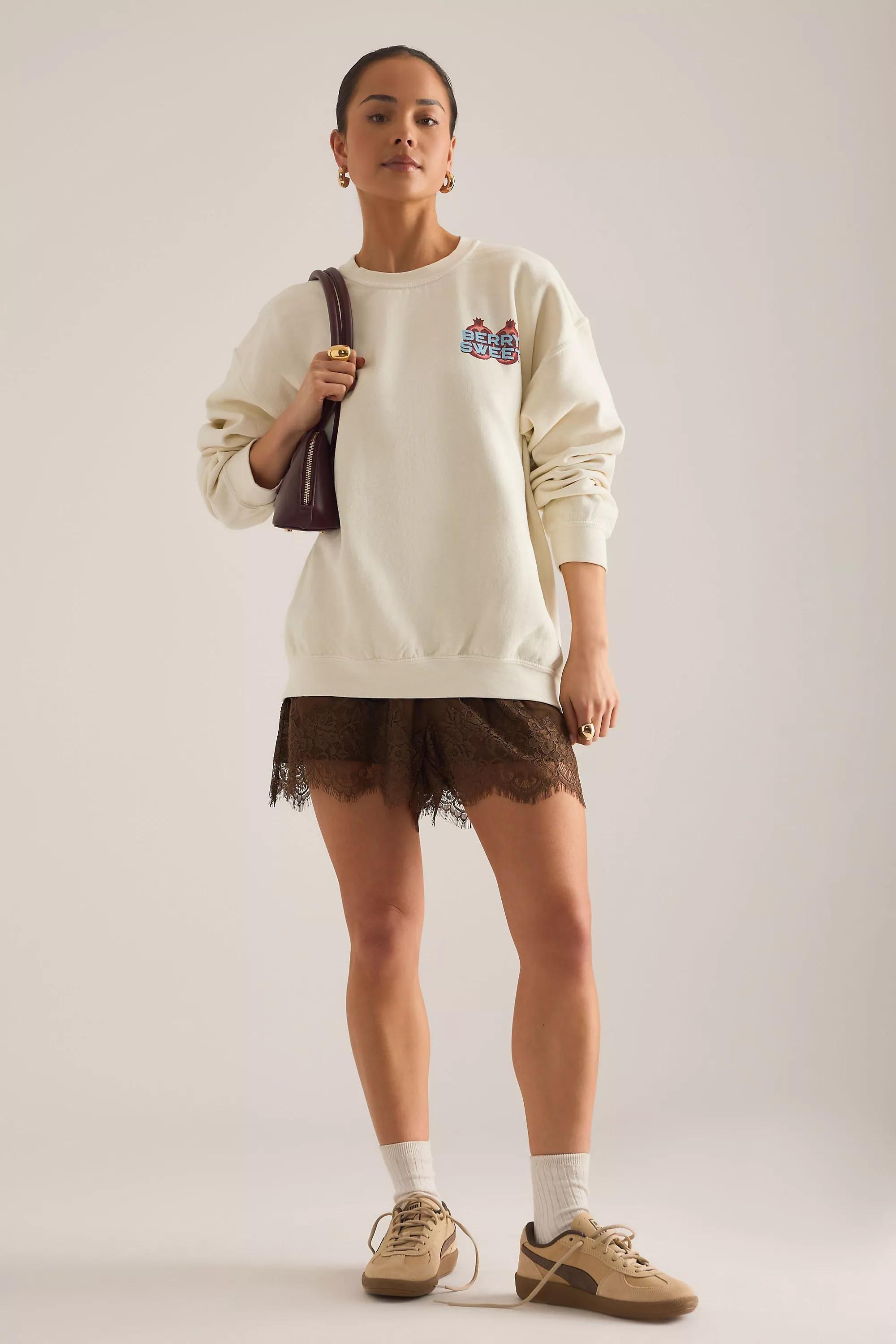 By Anthropologie Pomegranate Graphic Sweatshirt, White, Cream, large image number 3