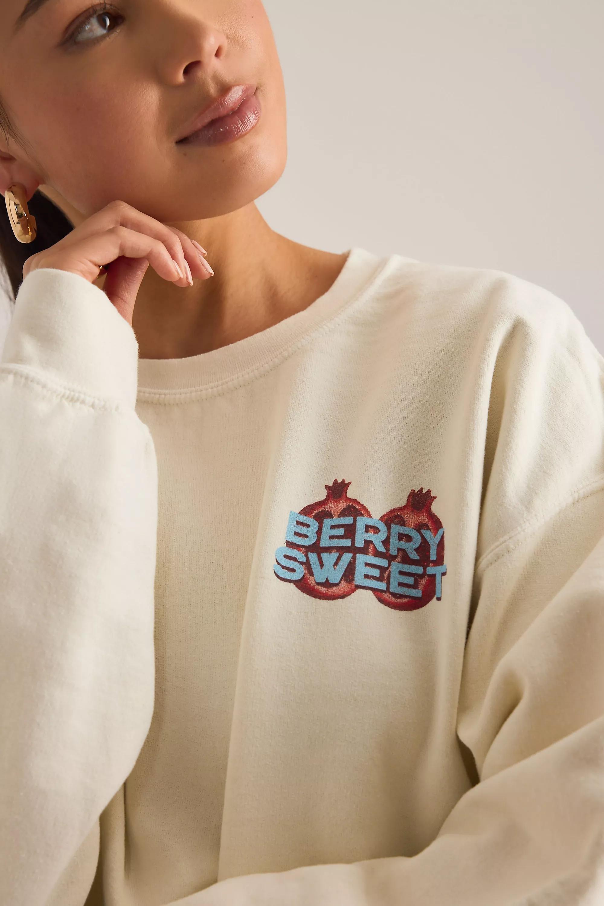 By Anthropologie Pomegranate Graphic Sweatshirt, White, Cream, large image number 5