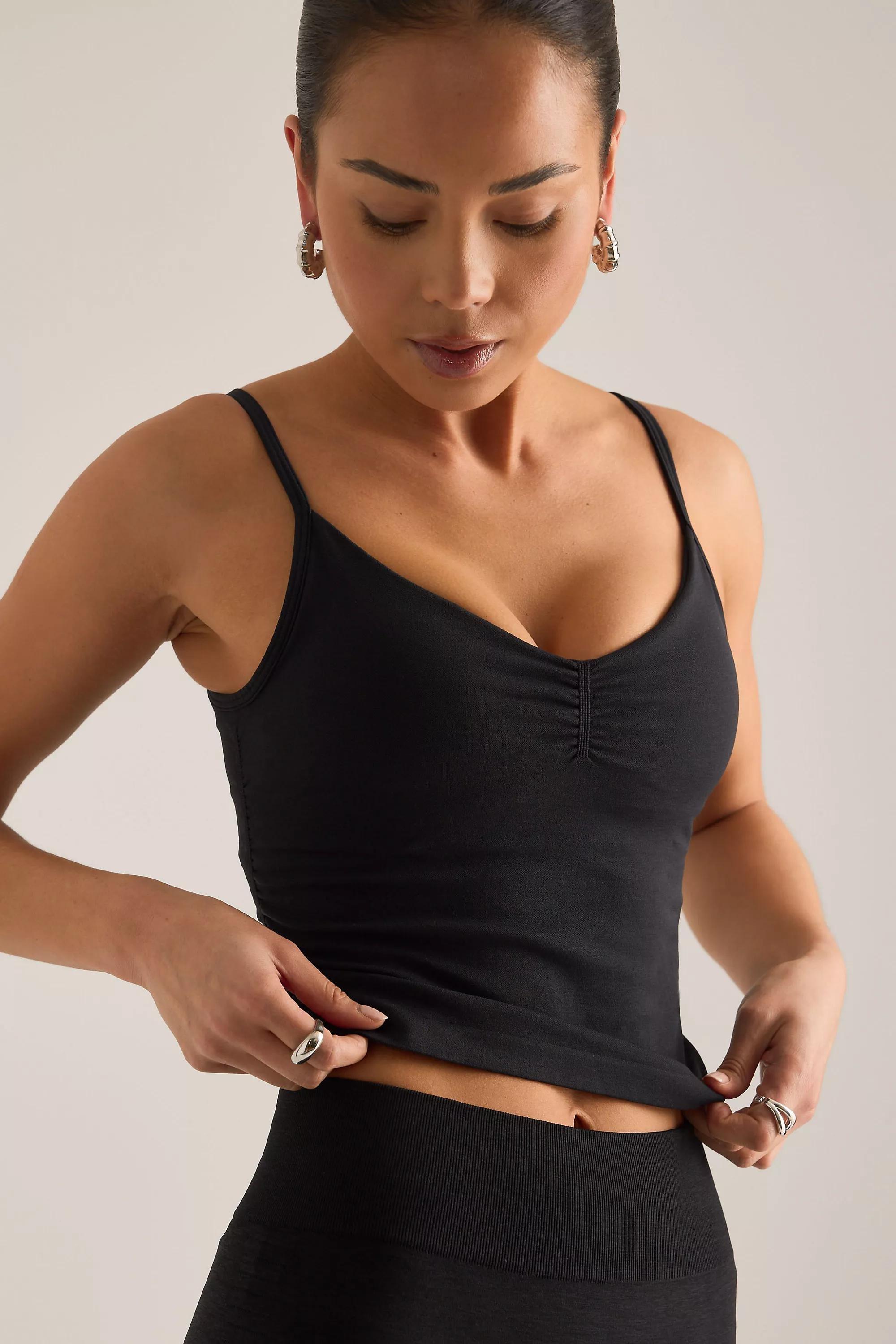 Tala Sculpt Seamless Ruched Vest Top, Black, Black, medium