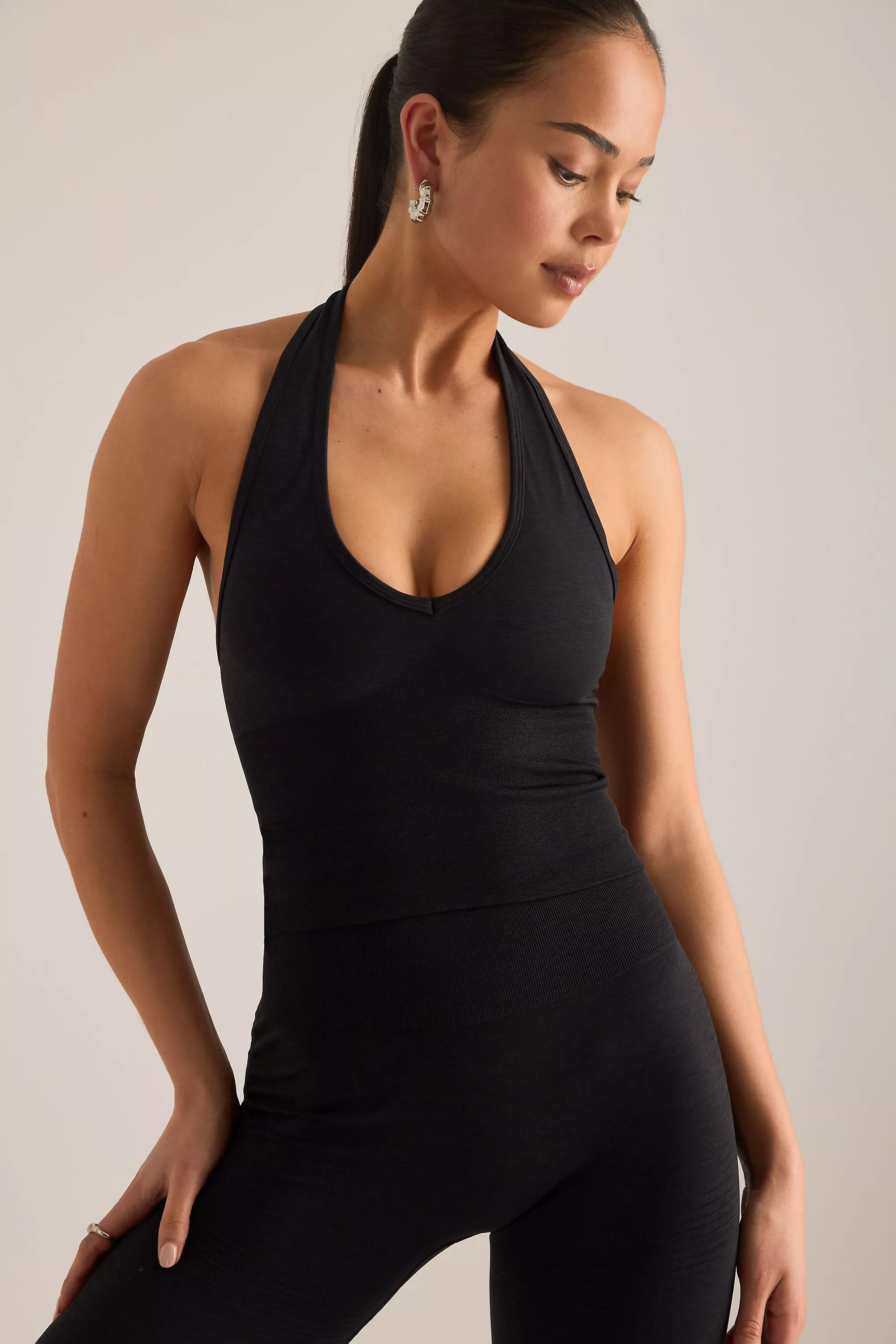 Tala Sculpt Seamless Halter Tank Top, Black, Black, medium
