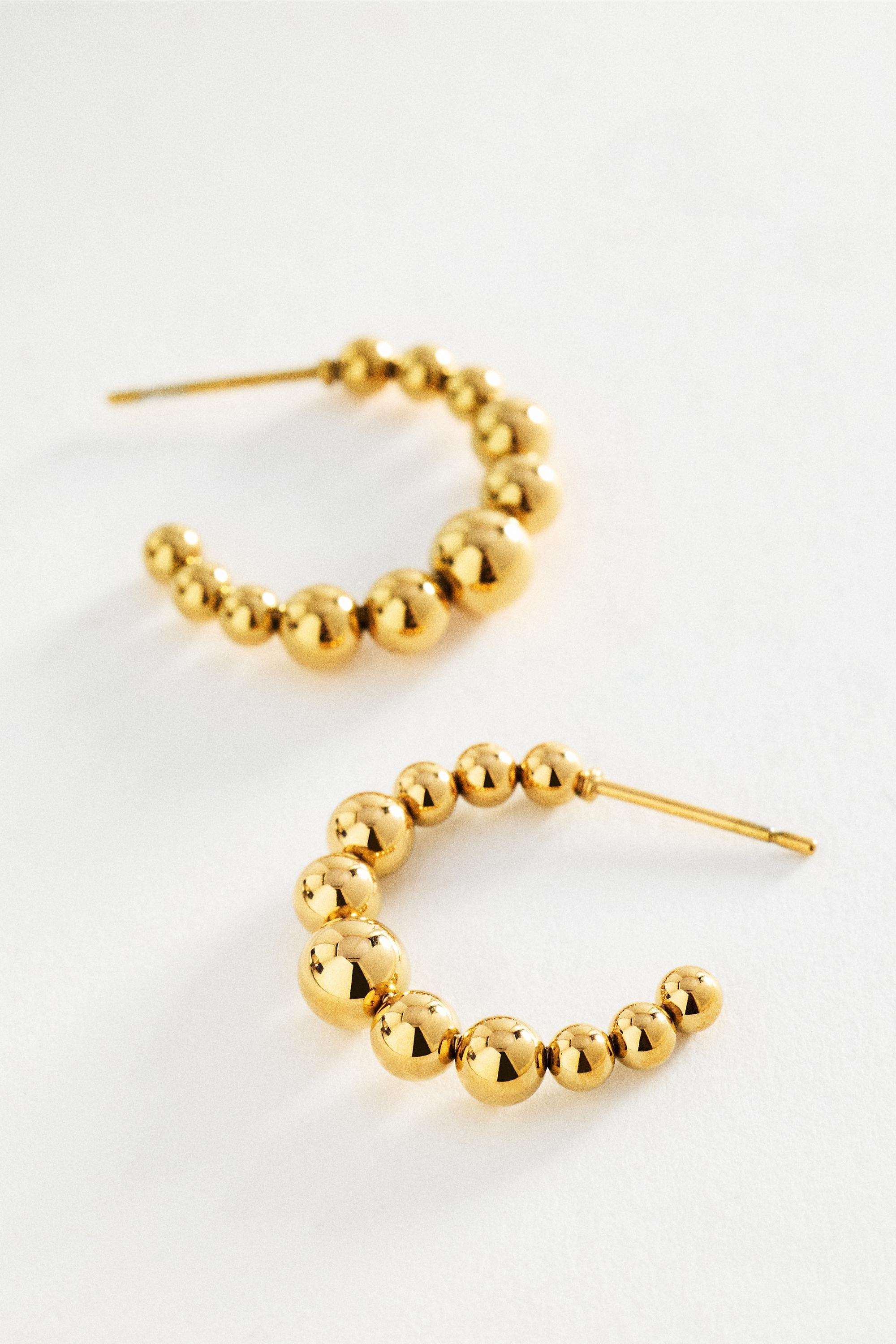 Water-Resistant Bauble Hoop Earrings, Gold, A501_0070, large image number 0