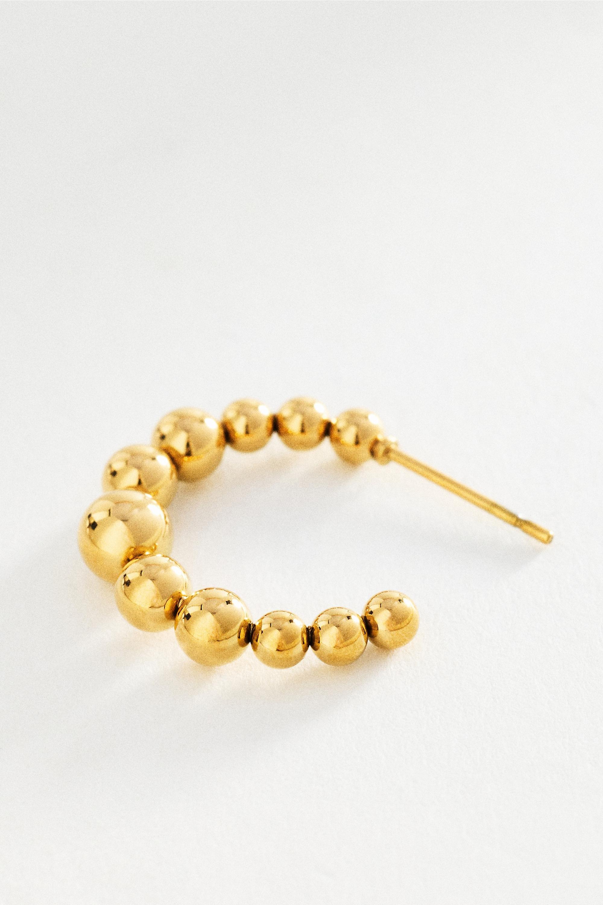 Water-Resistant Bauble Hoop Earrings, Gold, A501_0070, medium
