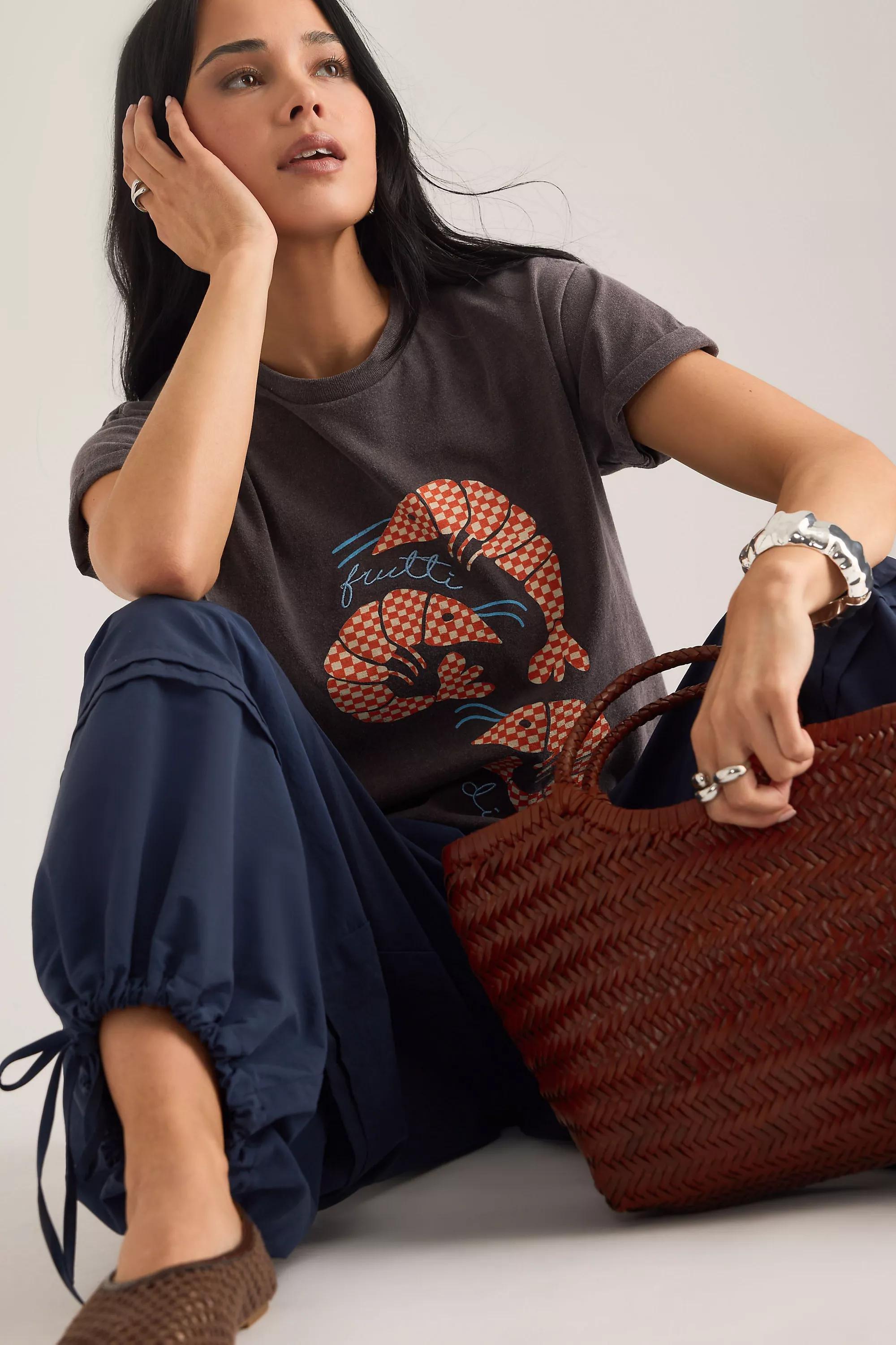 By Anthropologie Prawn Embroidered Baby T-Shirt, Brown, A501_0021, large image number 5