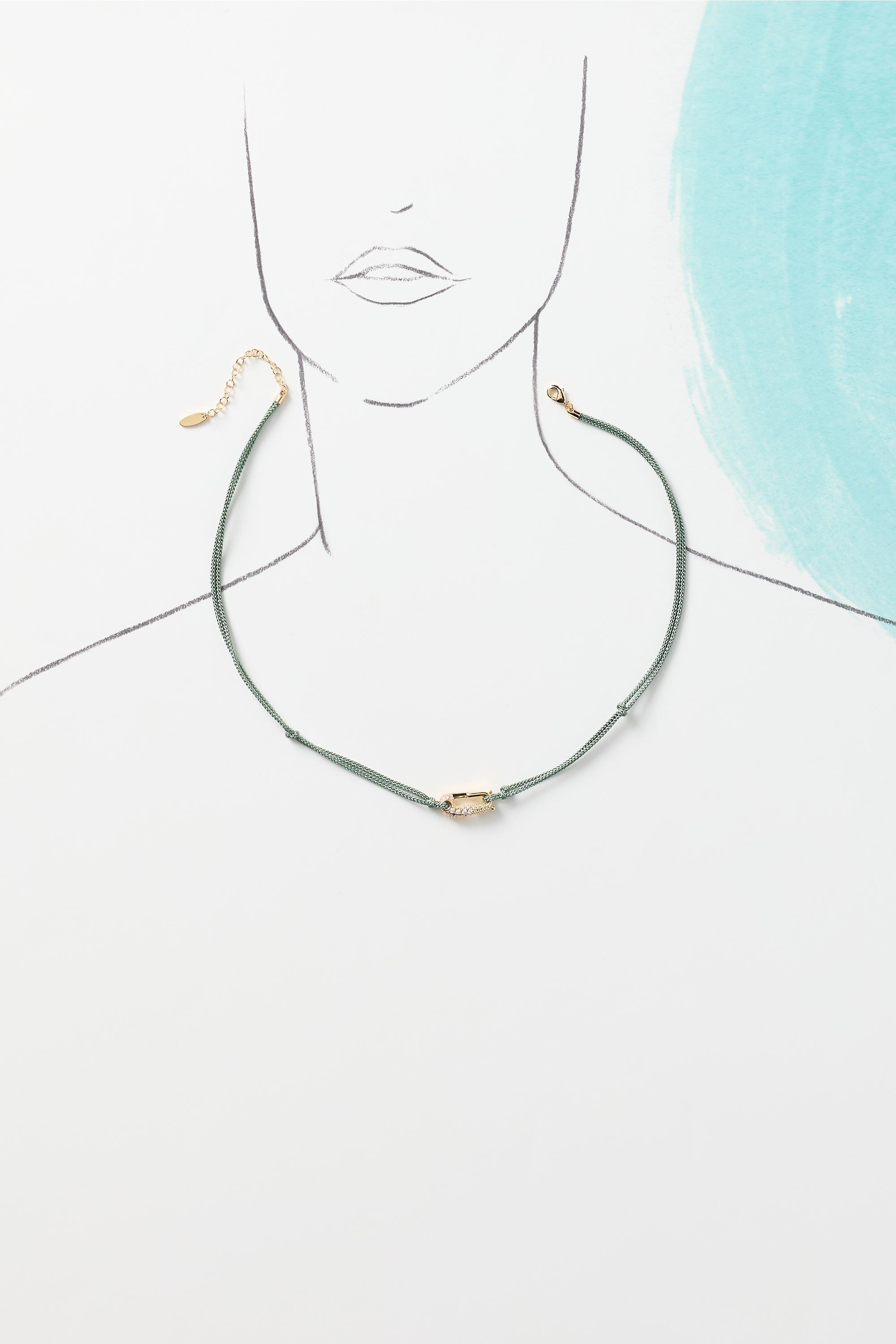 Corded Crystal Carabiner Necklace, Green, Green, large image number 3