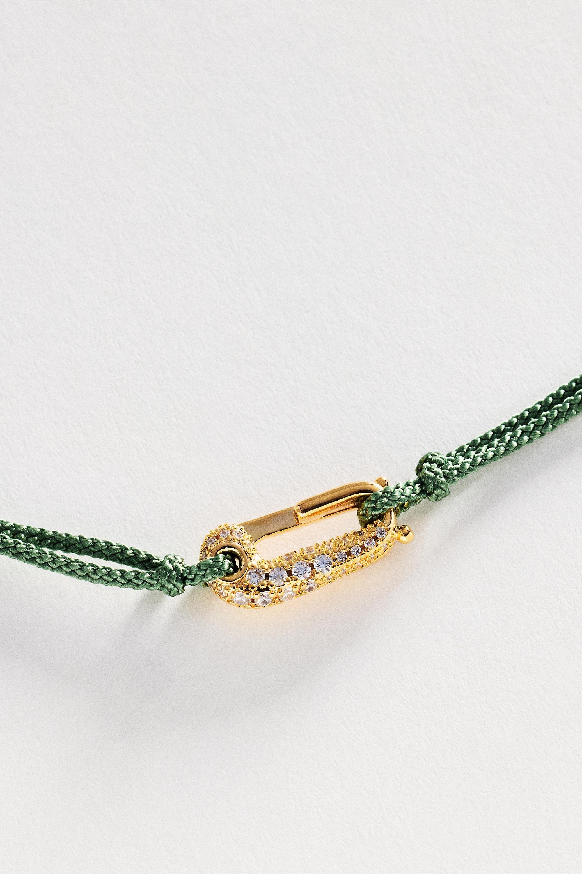 Corded Crystal Carabiner Necklace, Green, Green, large image number 4