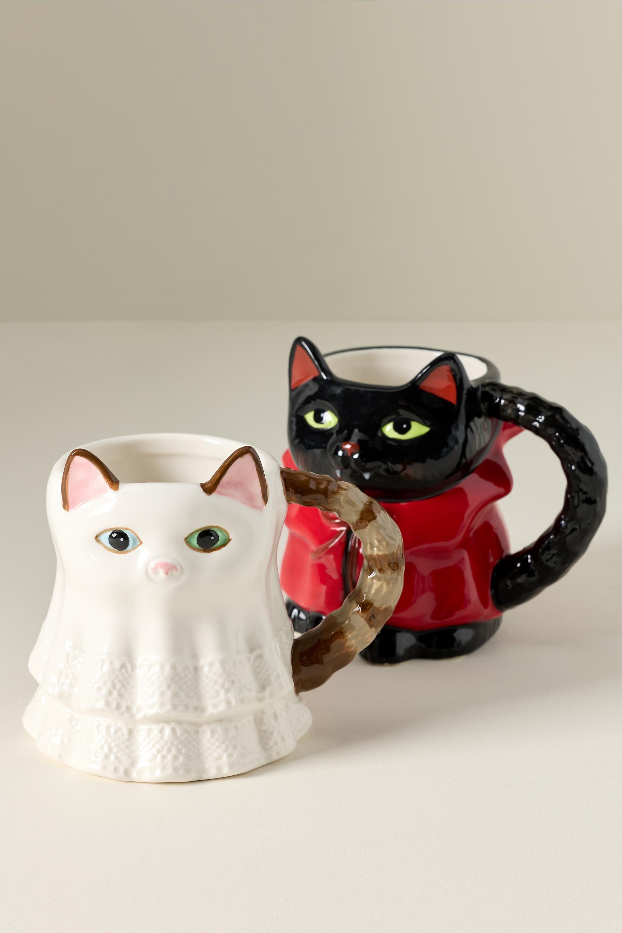 Peluche Halloween Stoneware Cat Mug, Red, Black, large image number 2