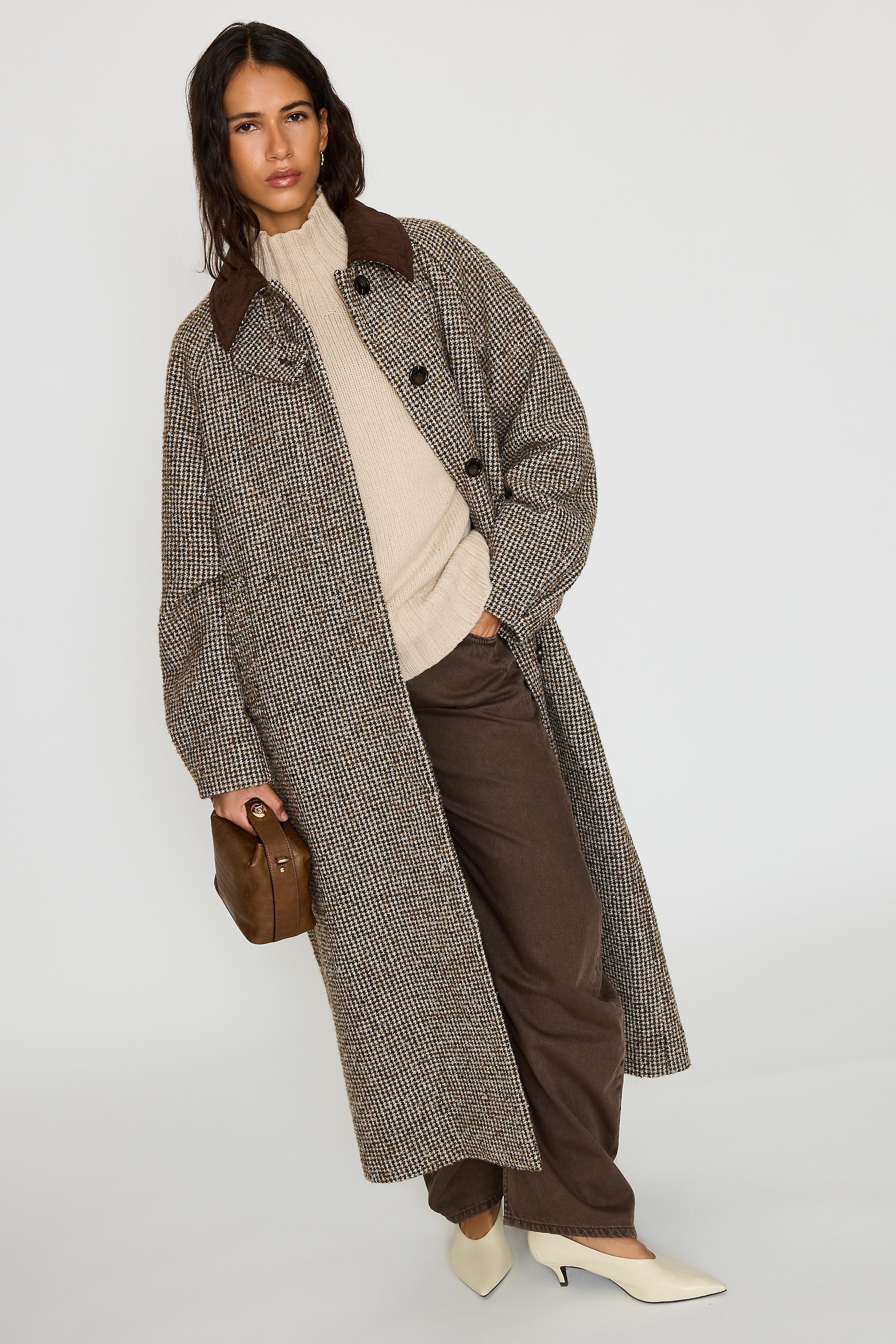 By Anthropologie Check Wool-Blend Maxi Coat, Brown, large image number 3