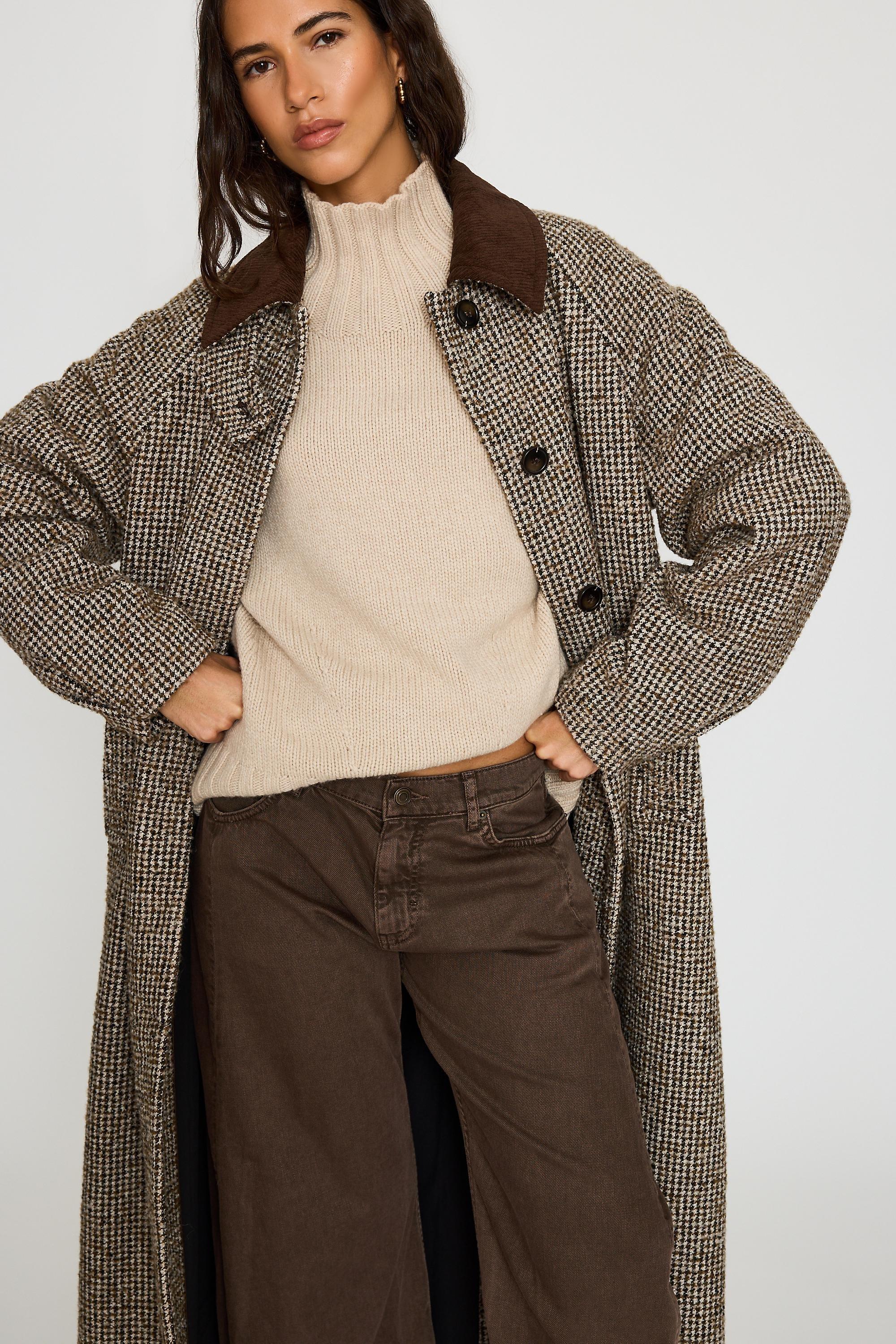 By Anthropologie Check Wool-Blend Maxi Coat, Brown, large image number 4