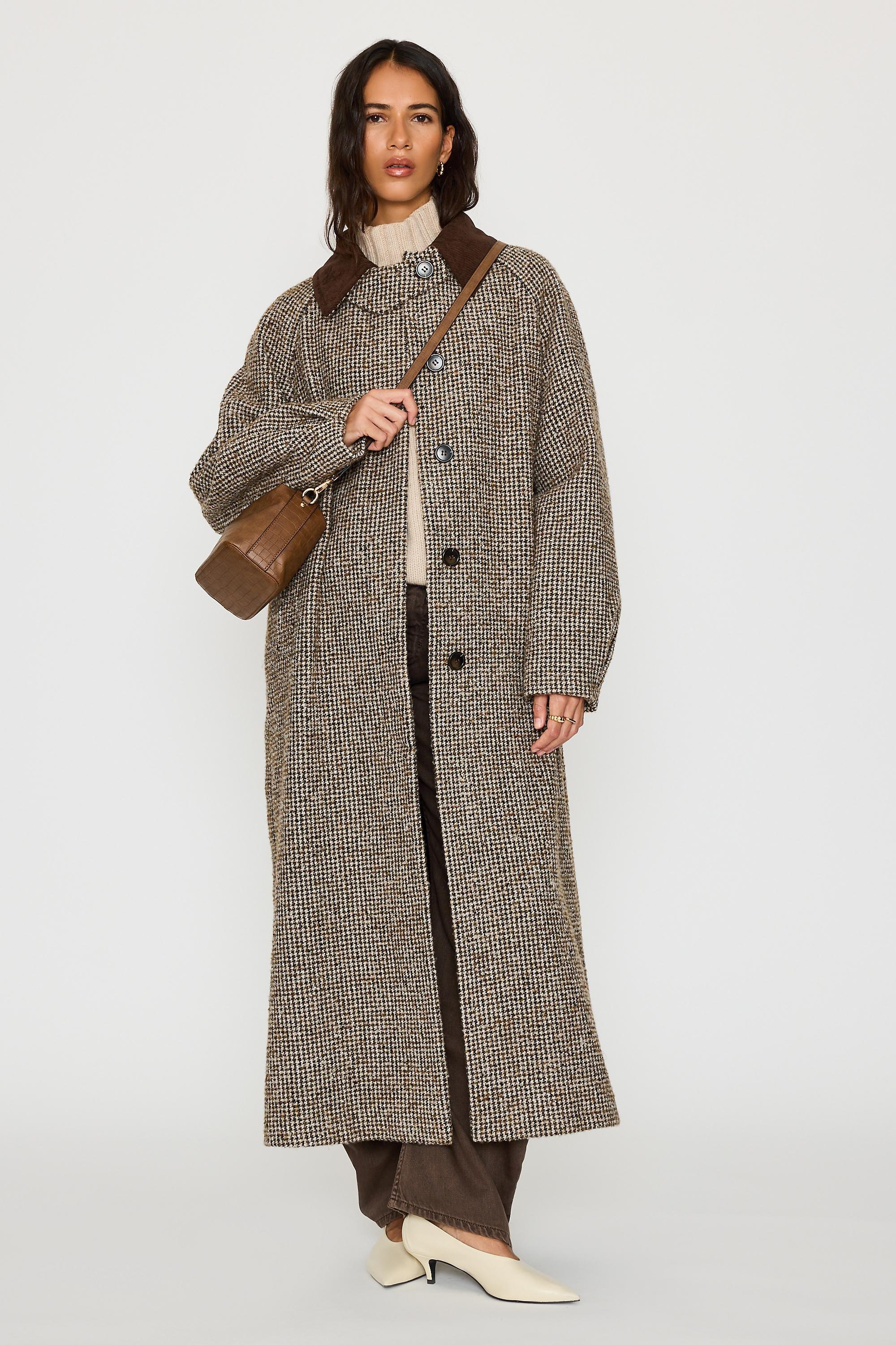 By Anthropologie Check Wool-Blend Maxi Coat, Brown, large image number 5