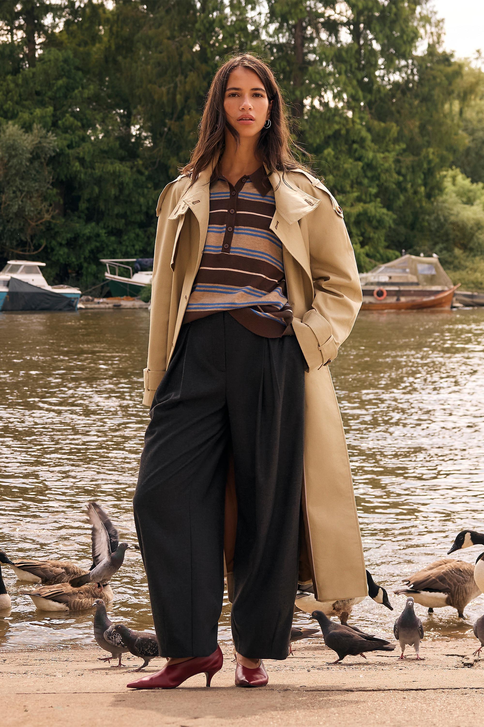 By Anthropologie Lottie Maxi Trench Coat, Beige, Beige, medium