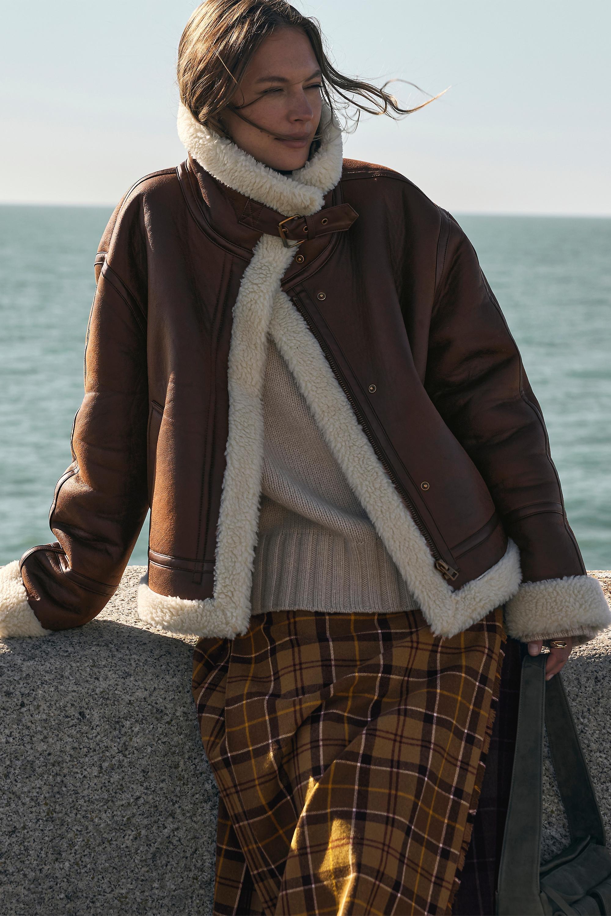 By Anthropologie Brown Aviator Jacket, Brown, large image number 1