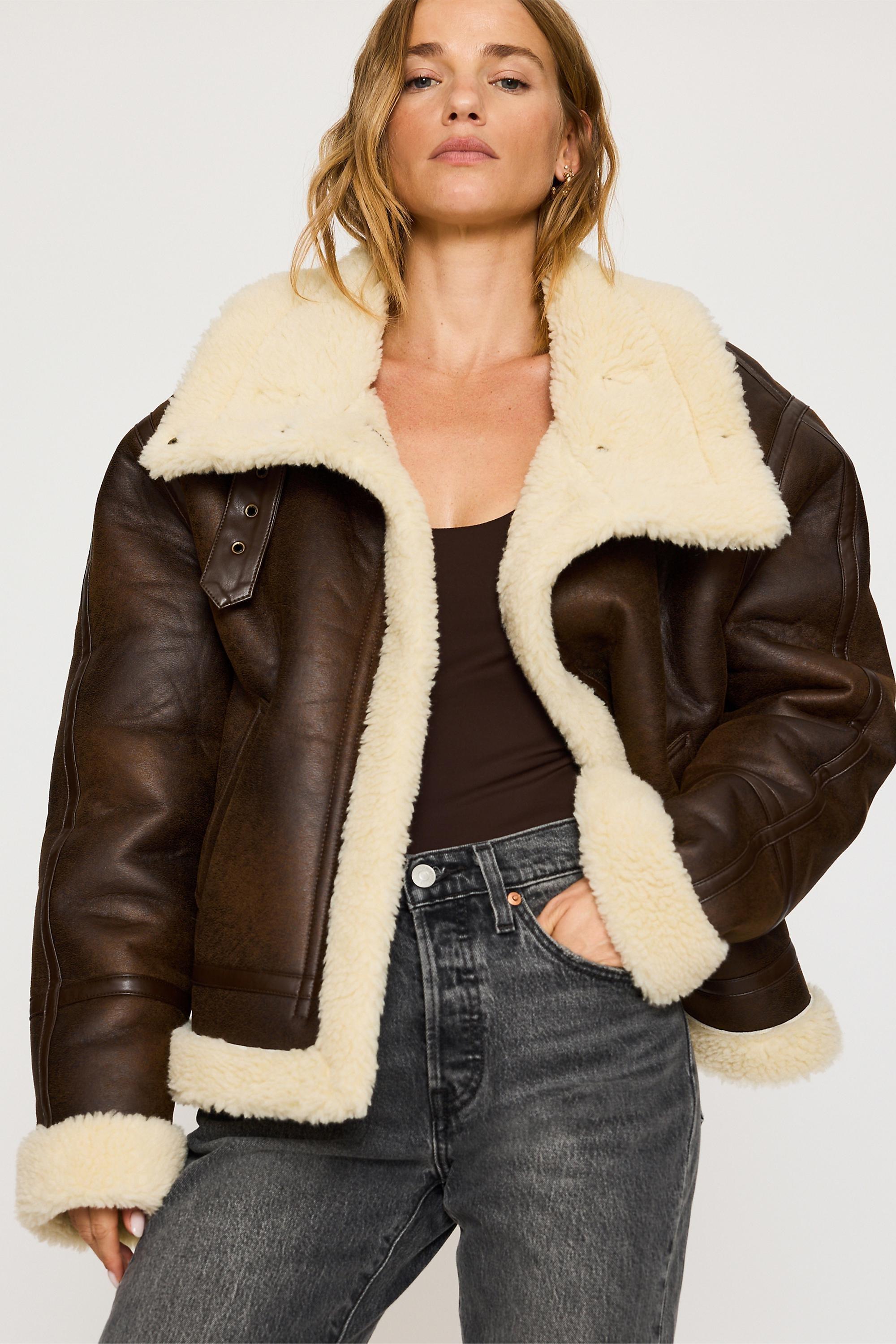 By Anthropologie Brown Aviator Jacket, Brown, large image number 2