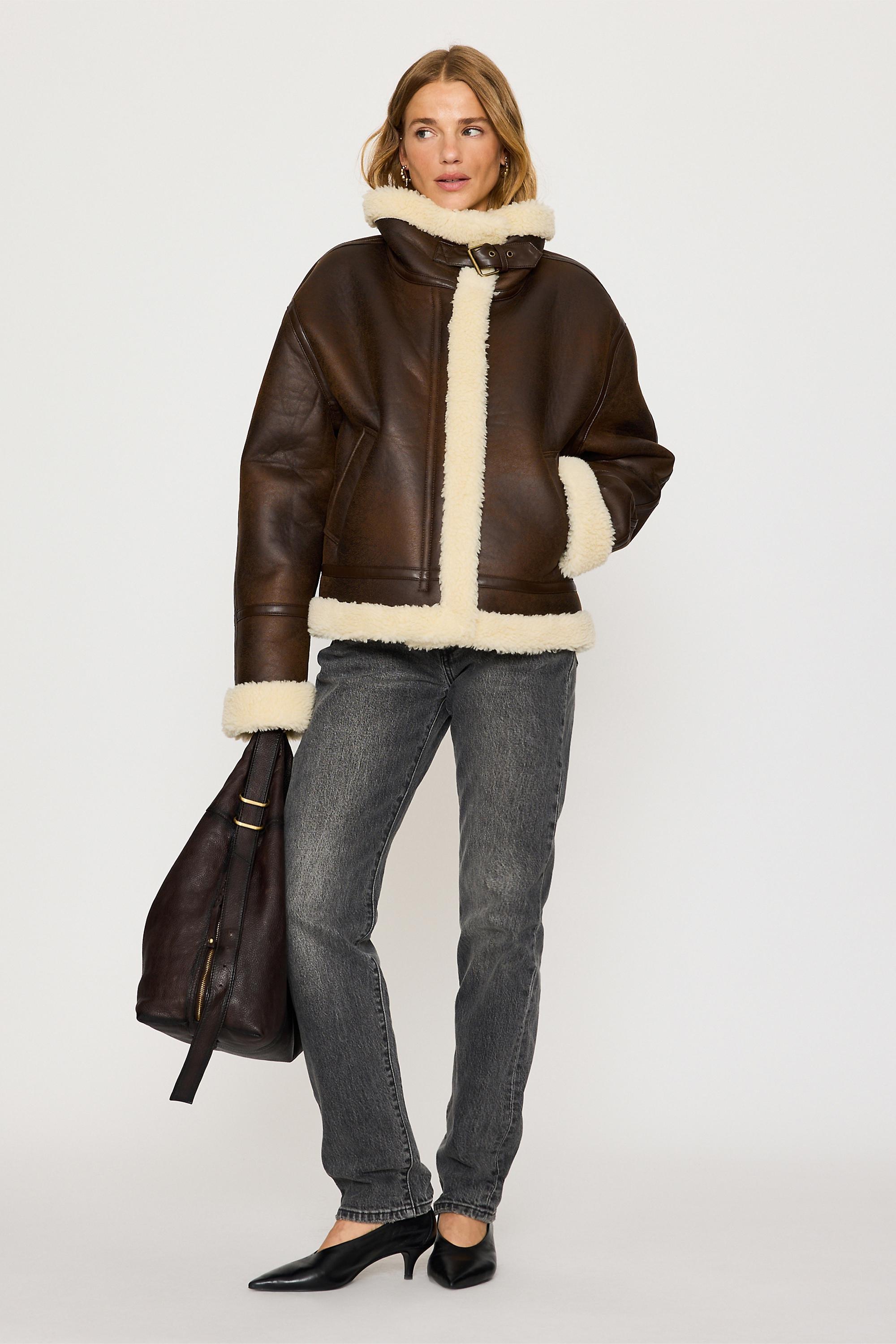 By Anthropologie Brown Aviator Jacket, Brown, large image number 3