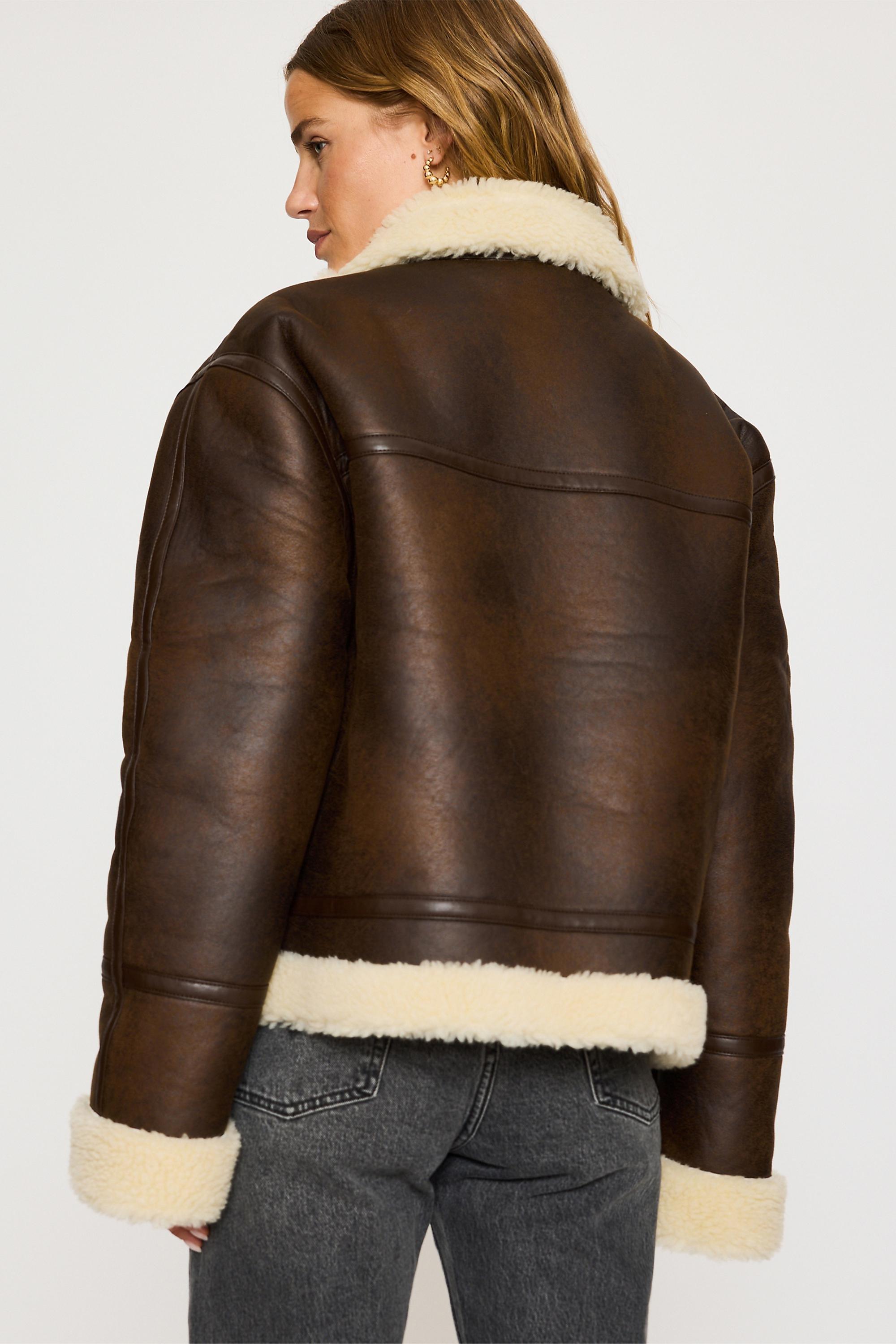 By Anthropologie Brown Aviator Jacket, Brown, large image number 5