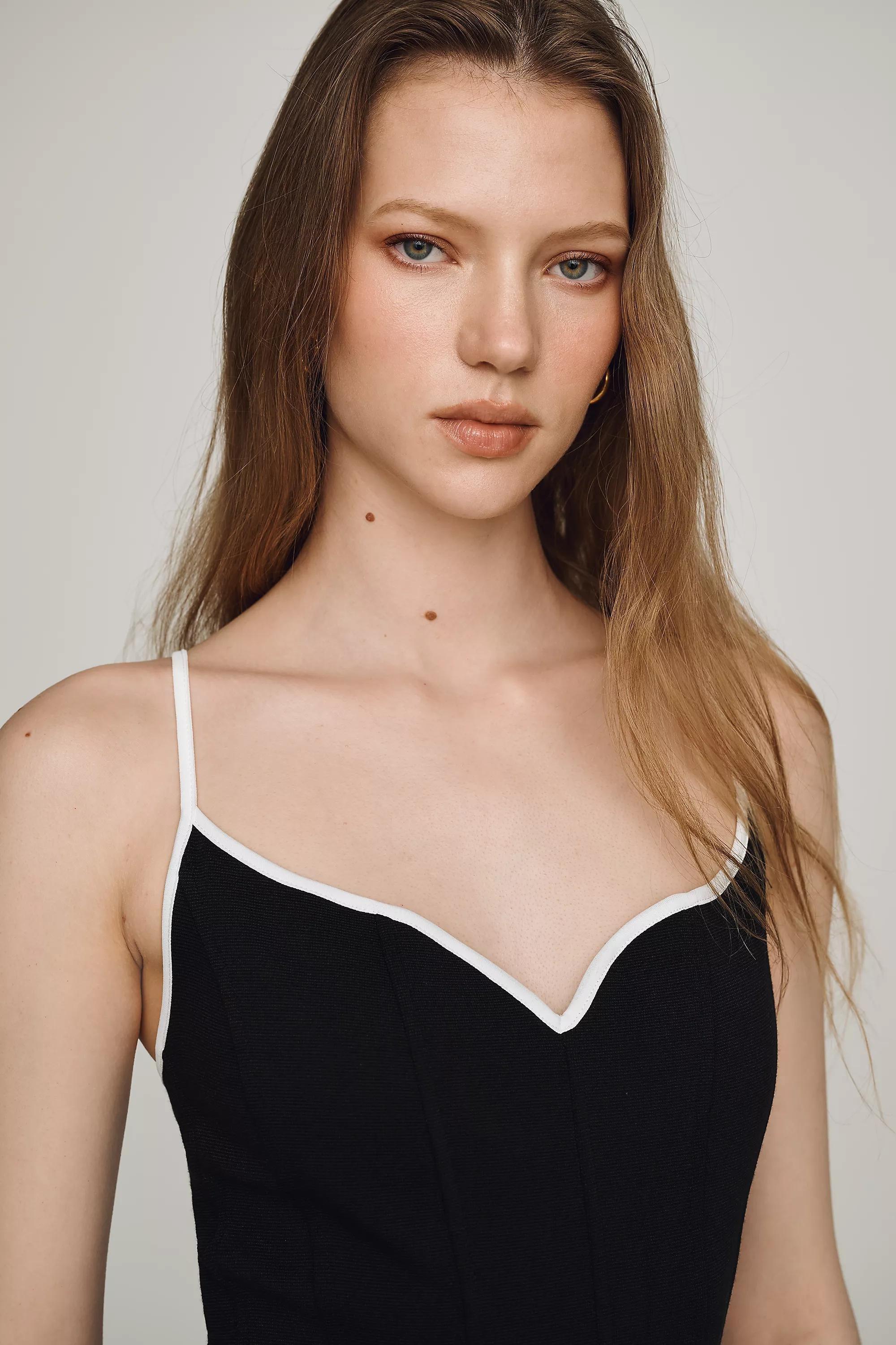By Anthropologie Drop-Waist Midi Dress, Black, medium