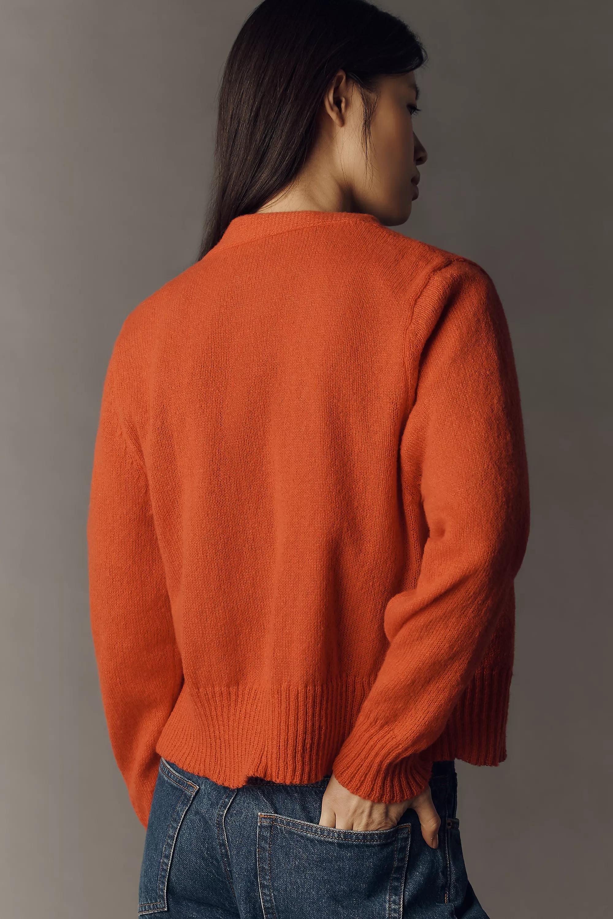 By Anthropologie Lightweight Cardigan, Orange, Red, medium
