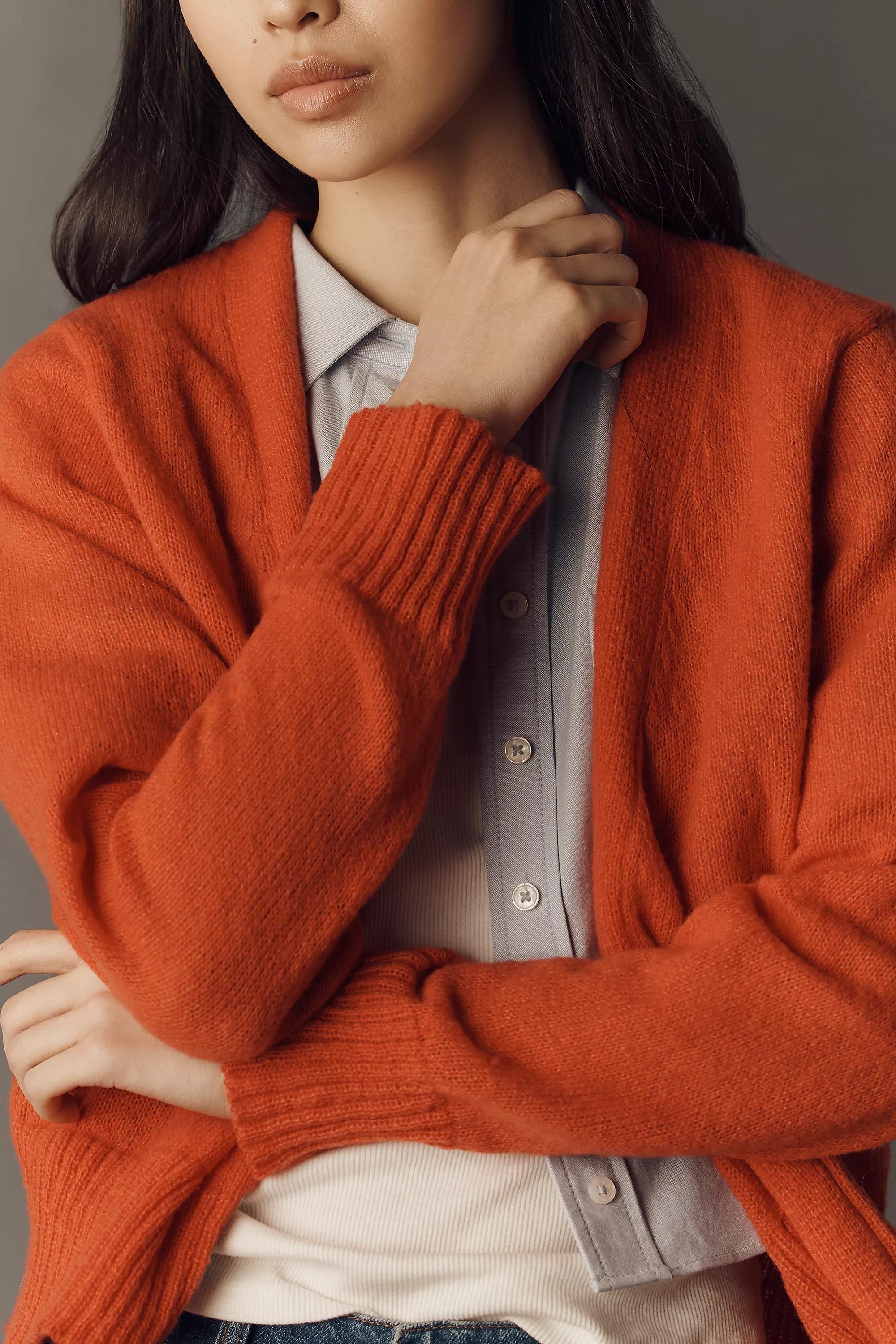 By Anthropologie Lightweight Cardigan, Orange, Red, large image number 3
