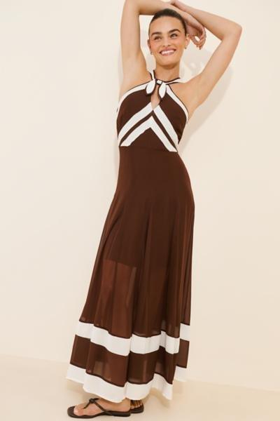 By Anthropologie Halter Maxi Dress, Brown, large image number 1