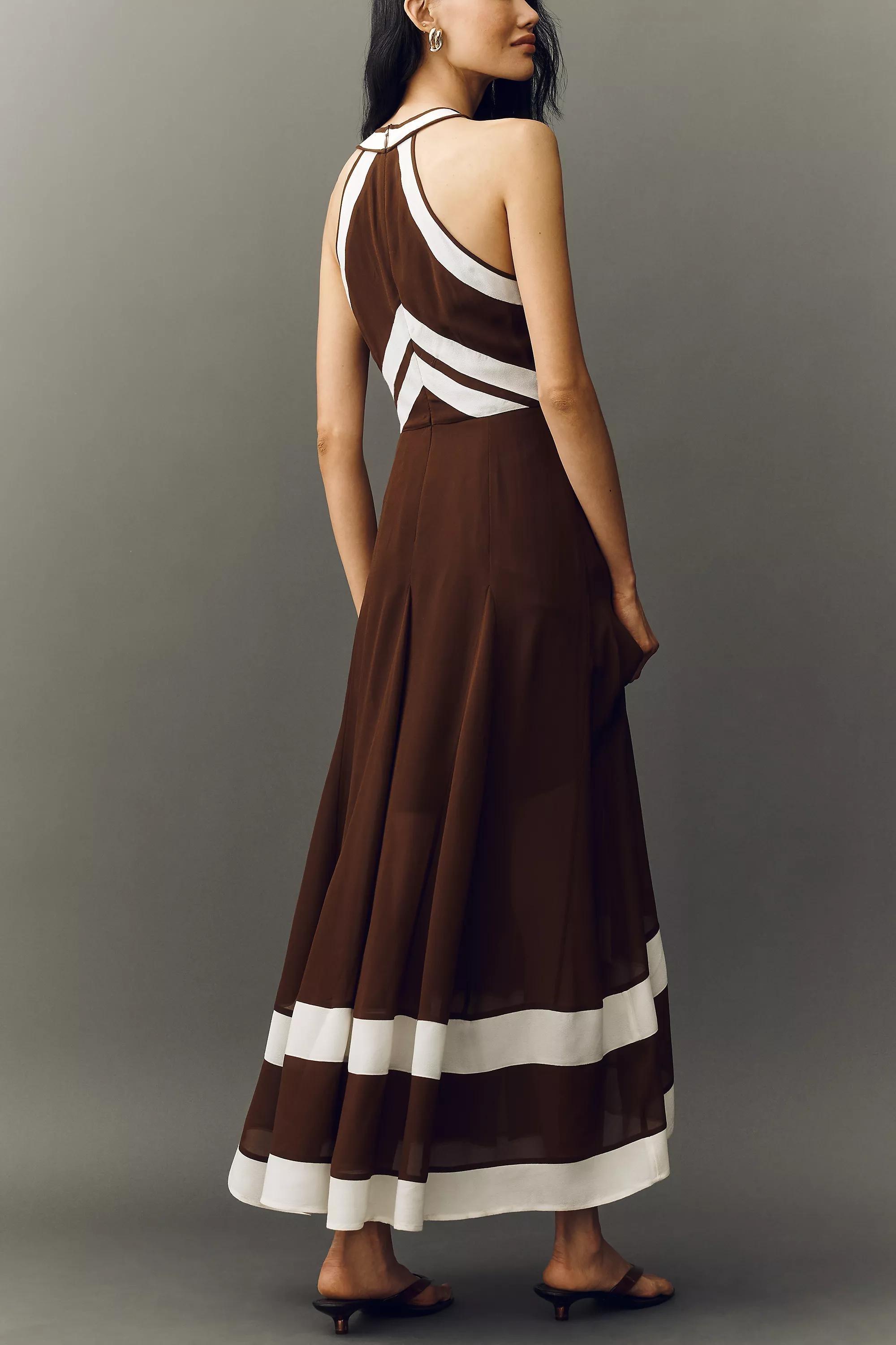 By Anthropologie Halter Maxi Dress, Brown, large image number 6