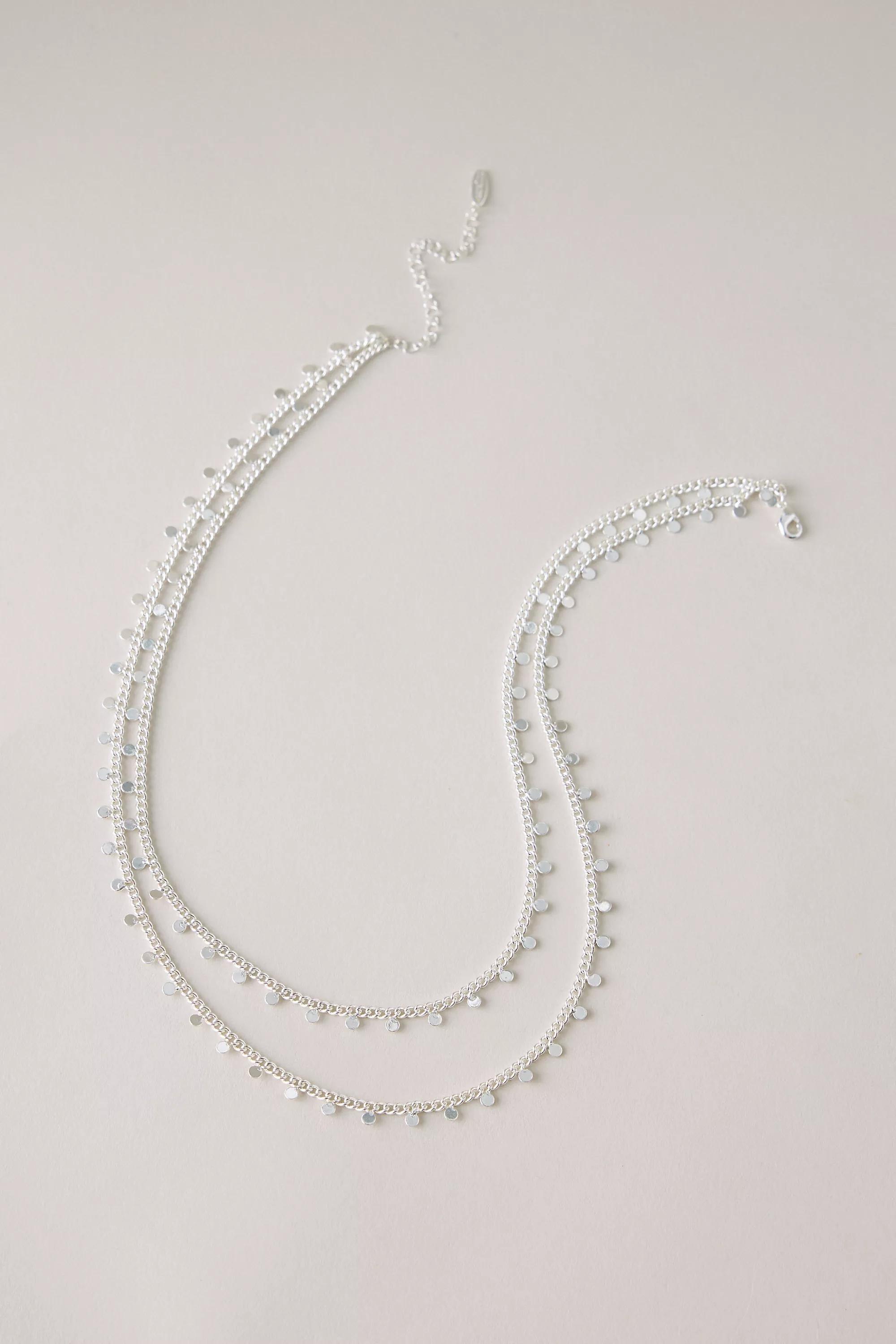 Ibiza Disc Multi-Layer Necklace, Silver, A501_0007, large image number 0