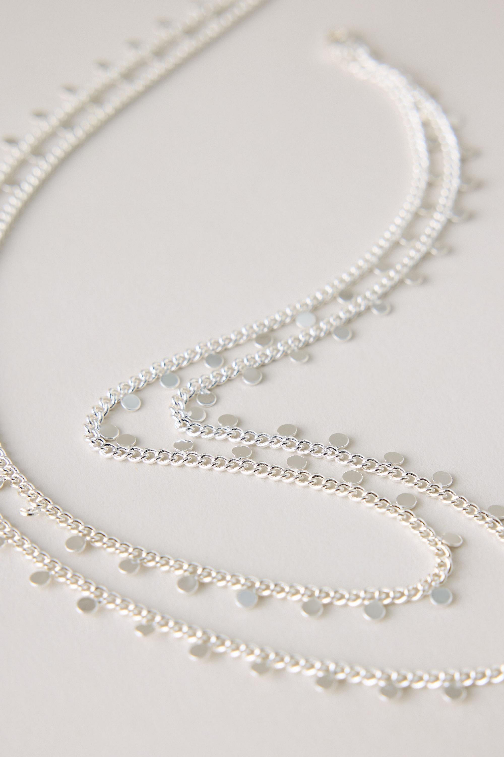 Ibiza Disc Multi-Layer Necklace, Silver, A501_0007, large image number 2