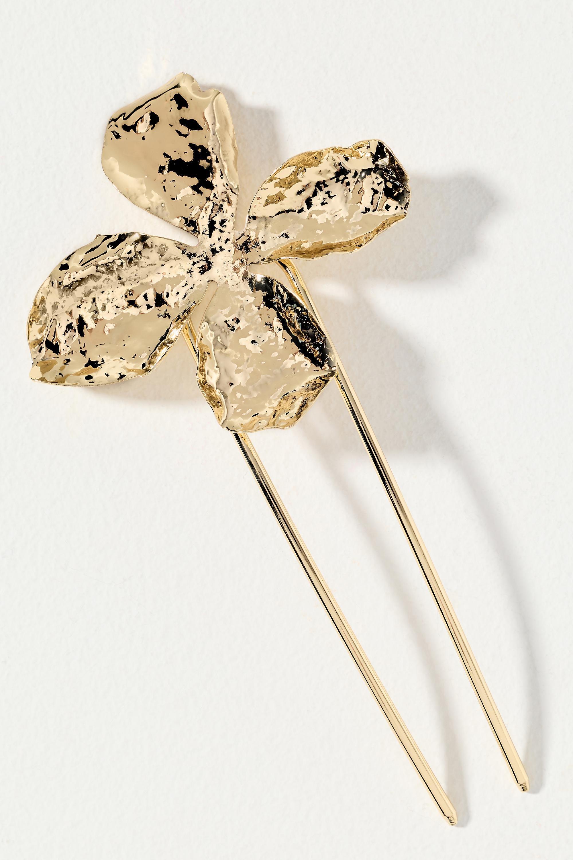 Blooming Flower French Hair Pin, White, White, large image number 1