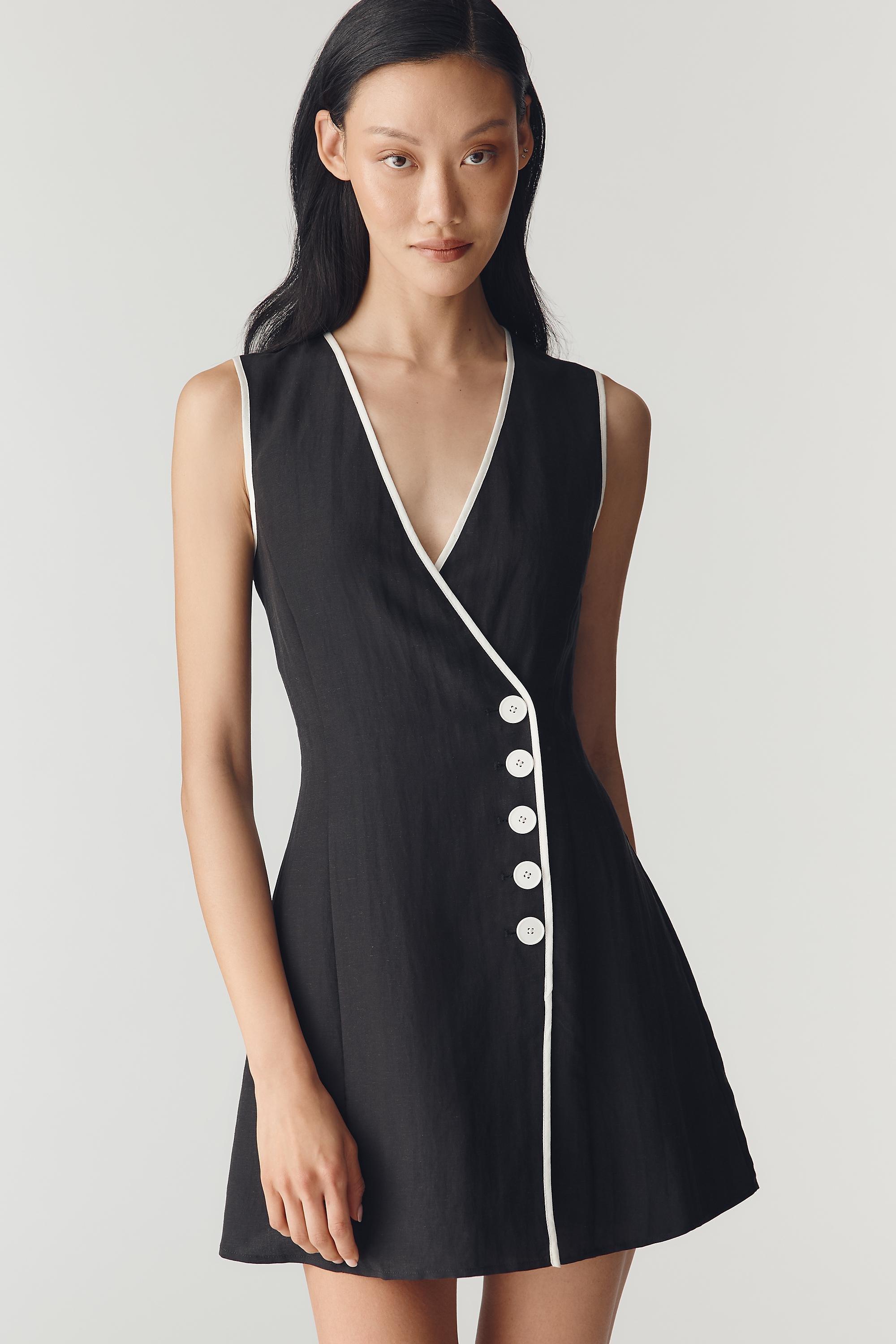 BLACK Mare Mare Asymmetric Button Mini Dress, Black, large image number 0