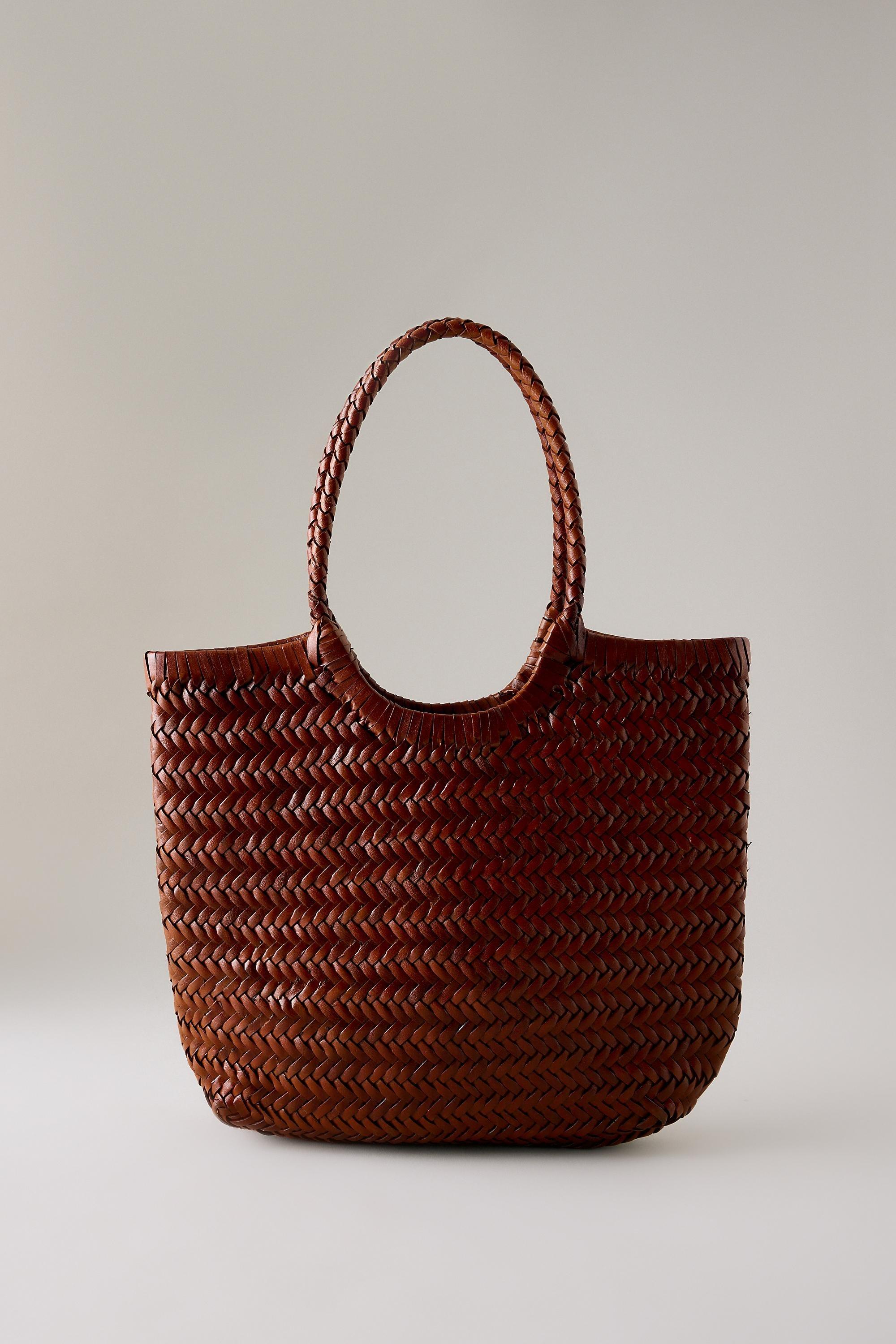 Mini Nola Woven Leather Bag, Brown, Brown, large image number 1
