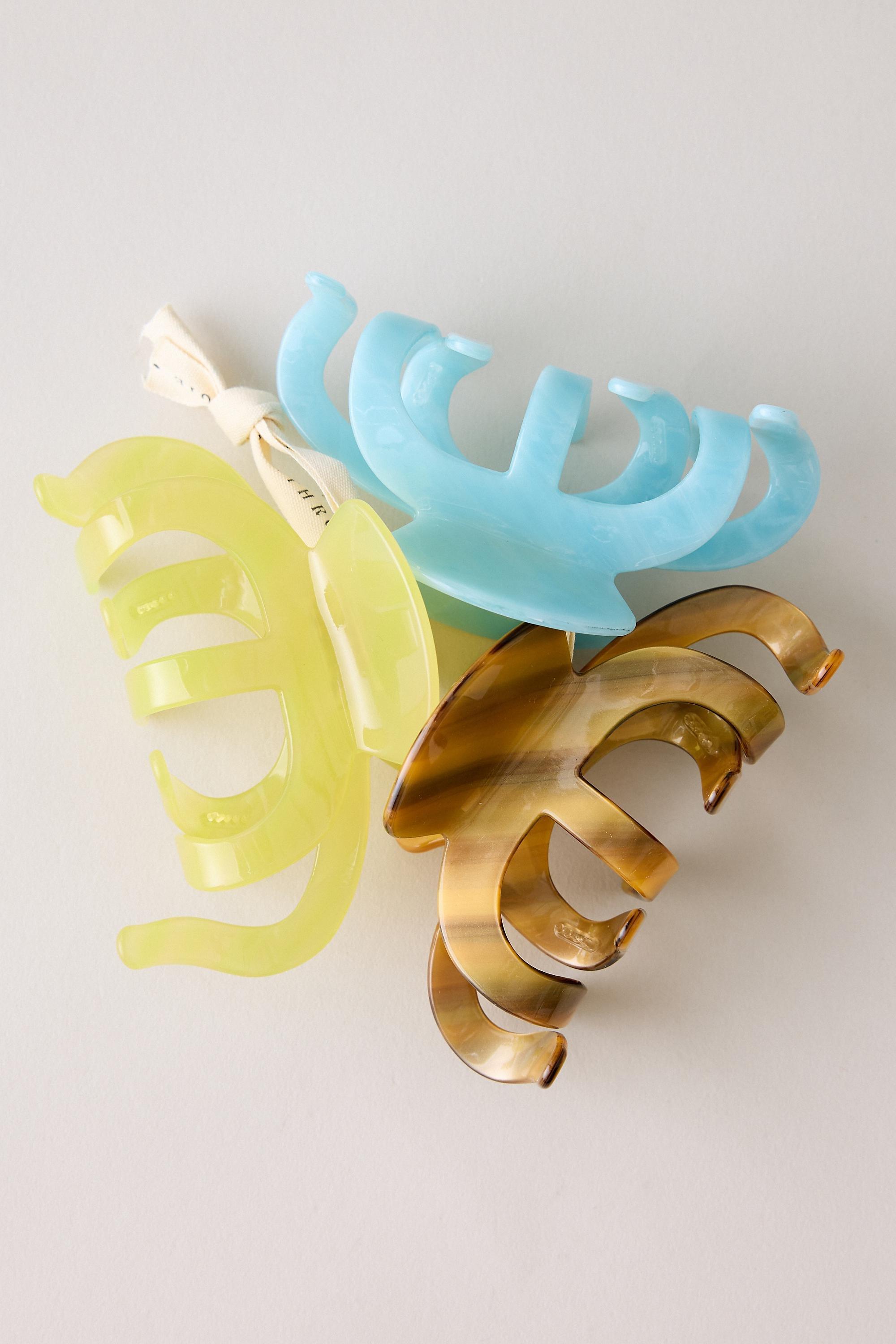 Resin Claw Clips, Set Of 3, Multicolour, Blue, medium