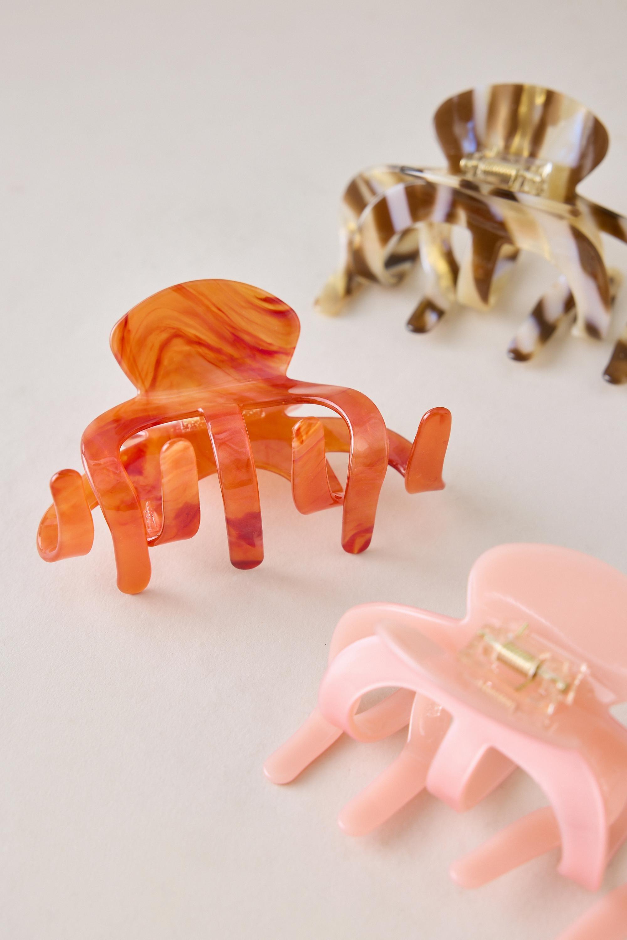 Resin Claw Clips, Set Of 3, Multicolour, Red, large image number 4