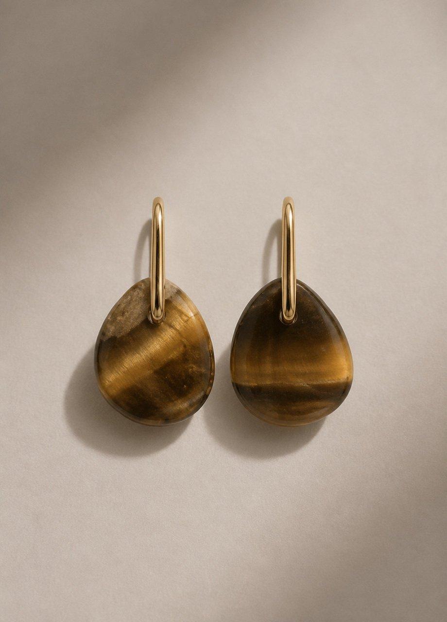 Stone Drop Earrings, Cream, Cream, medium