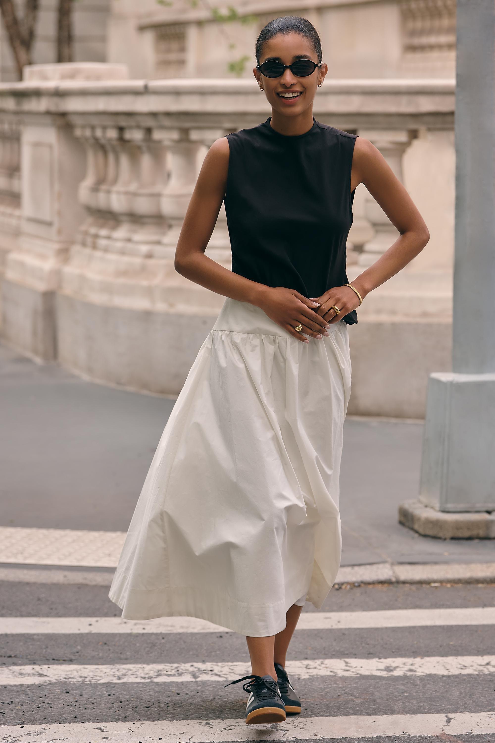 By Anthropologie Twofer Muscle Tank Midi Dress, Black, Black, large image number 0