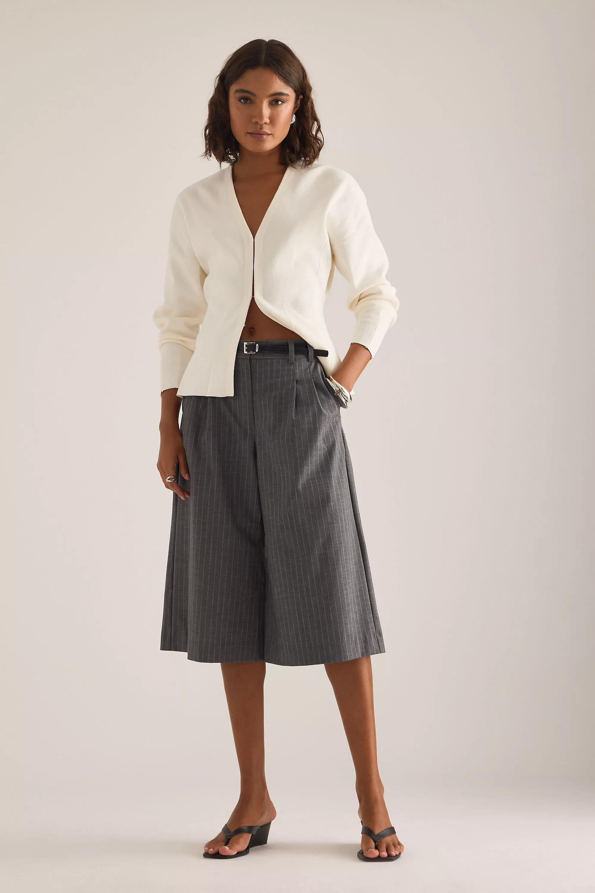 Selected Anemone Hook-And-Eye Waisted Cardigan, White, White, large image number 1