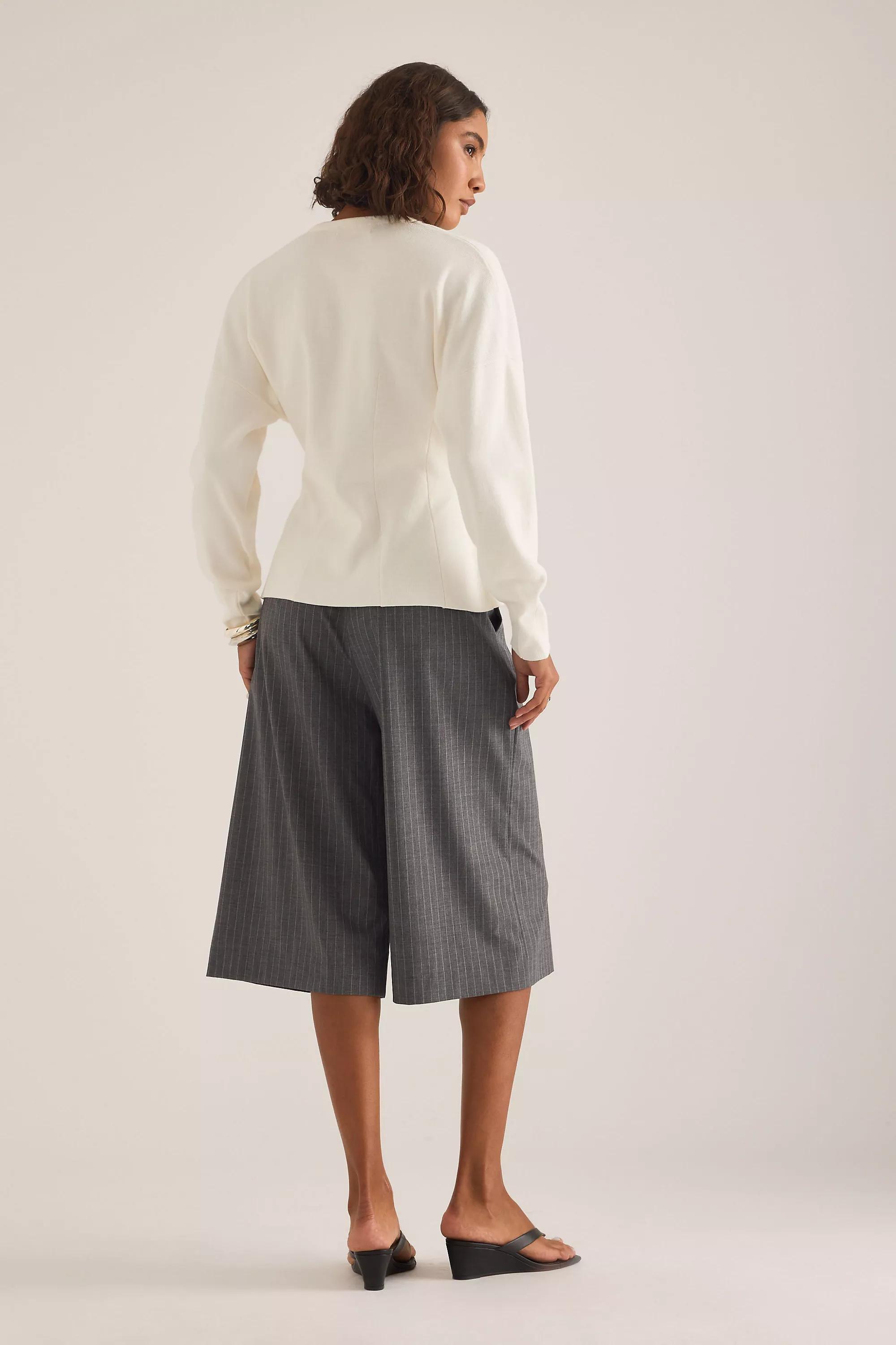Selected Anemone Hook-And-Eye Waisted Cardigan, White, White, large image number 5
