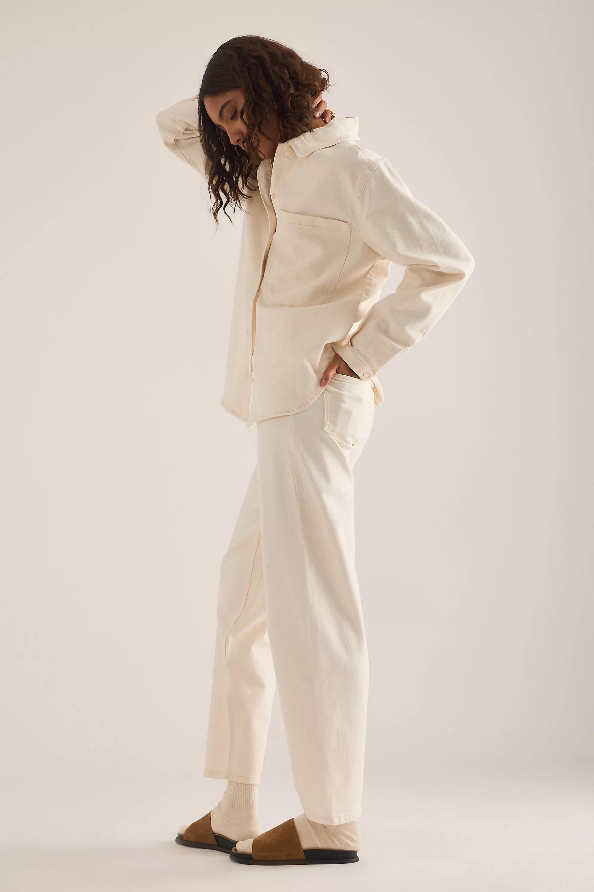 Selected Ebba High-Rise Barrel Jeans, White, White, large image number 4