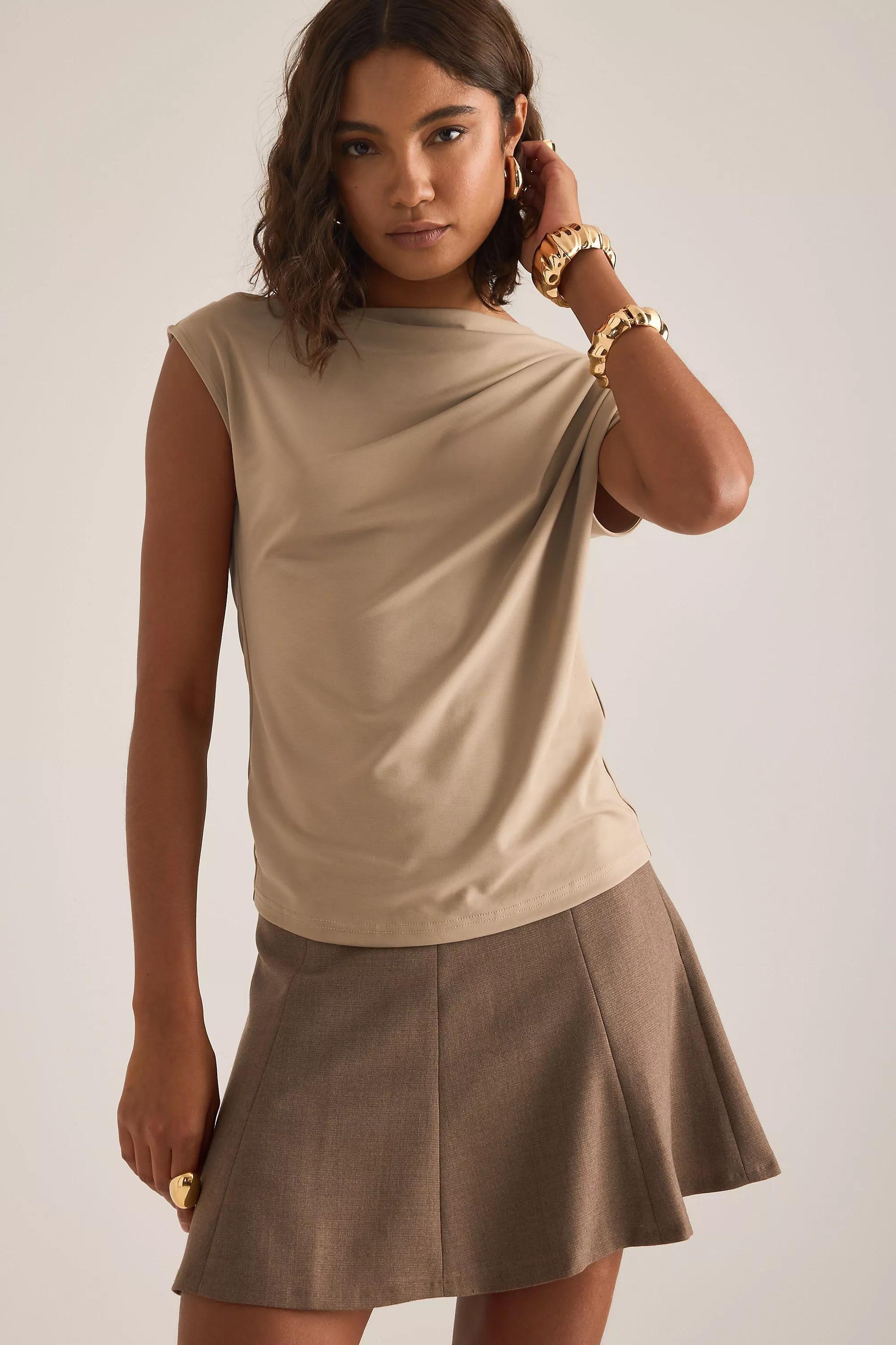Selected Molly Draped Top, Red, A501_0023, large image number 4
