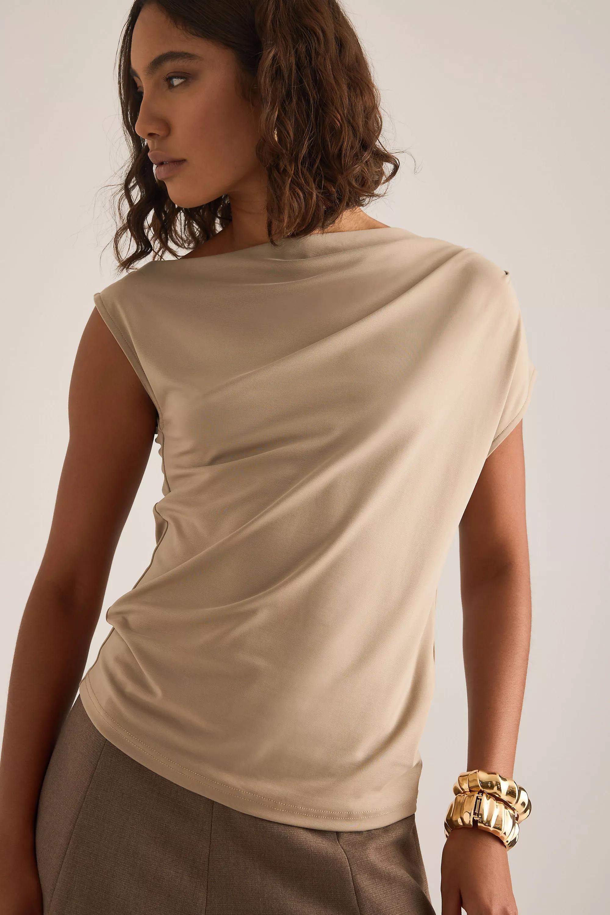 Selected Molly Draped Top, Red, A501_0023, large image number 5