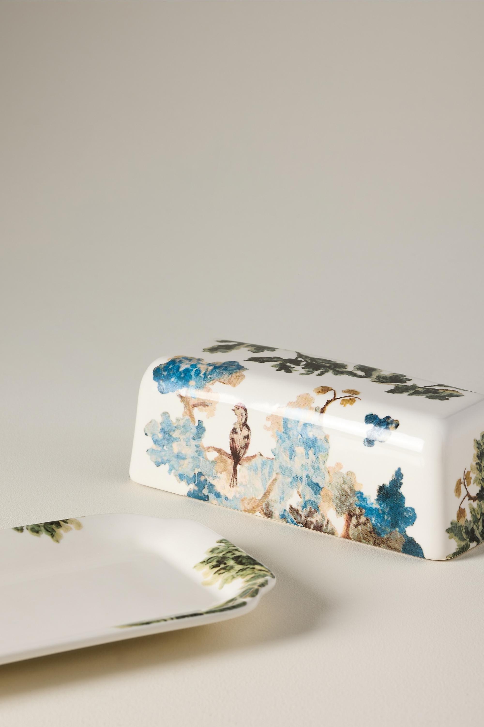 Judarn Stoneware Butter Dish, Blue, Black, large image number 2