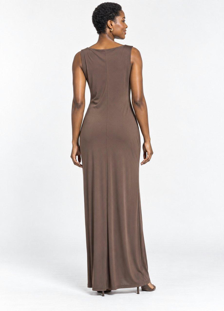 Sleeveless Maxi Dress, Brown, Brown, large image number 1