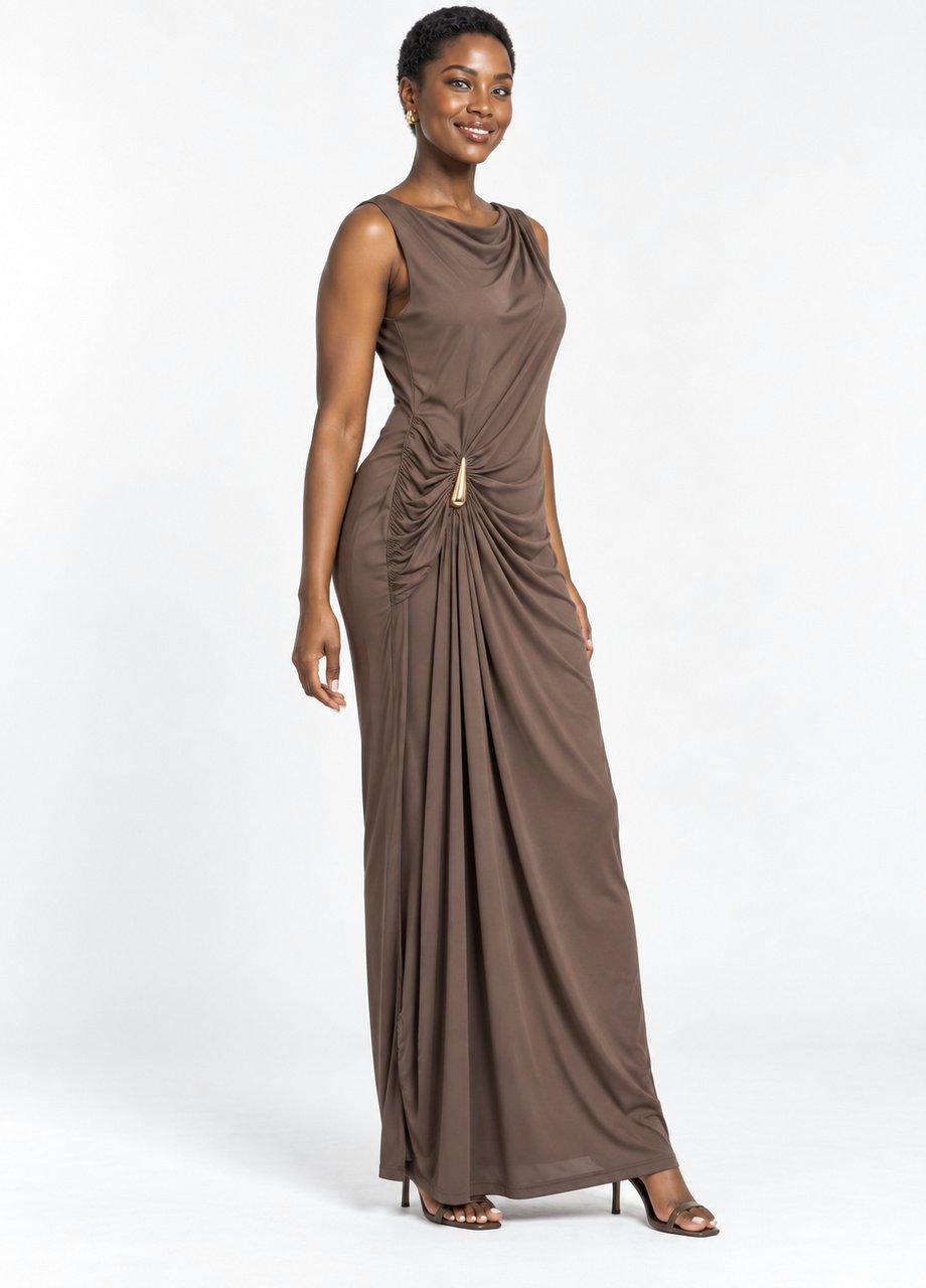 Sleeveless Maxi Dress, Brown, Brown, large image number 2
