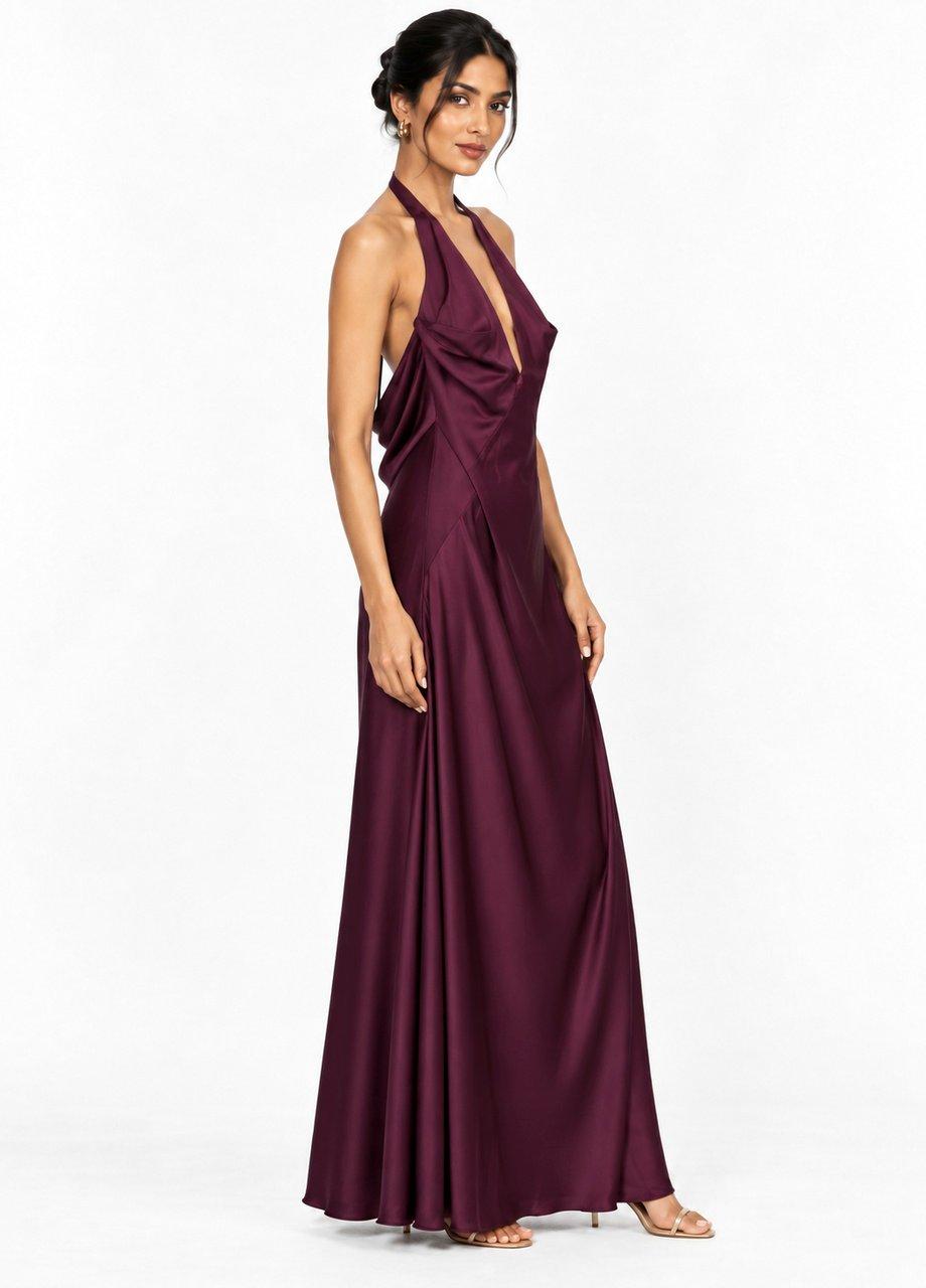 Satin Halter Dress, Purple, Purple, large image number 2