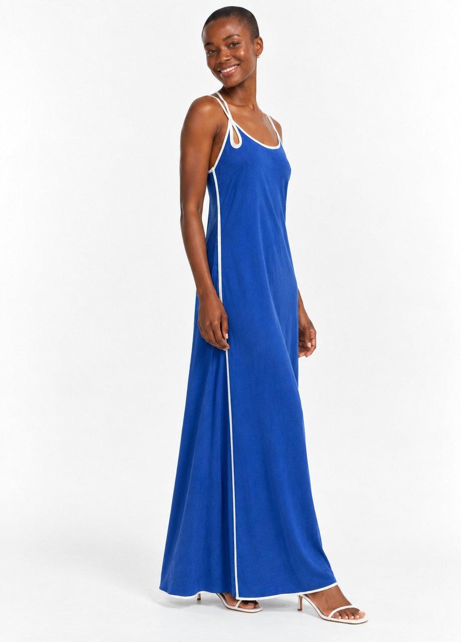 Contrast Trim Maxi Dress, Blue, Blue, large image number 2